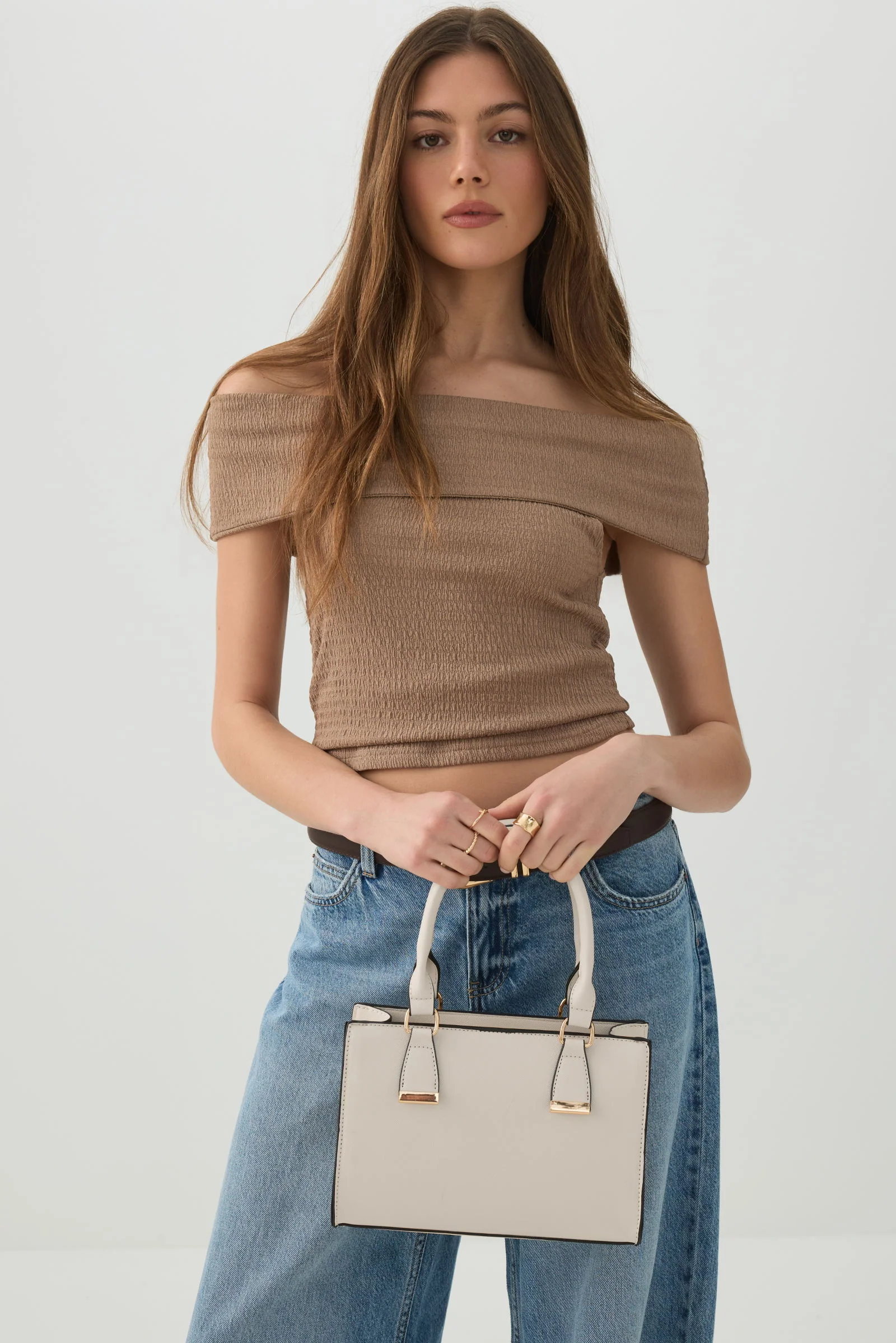 Faux leather Small Structured Handbag - Image 5