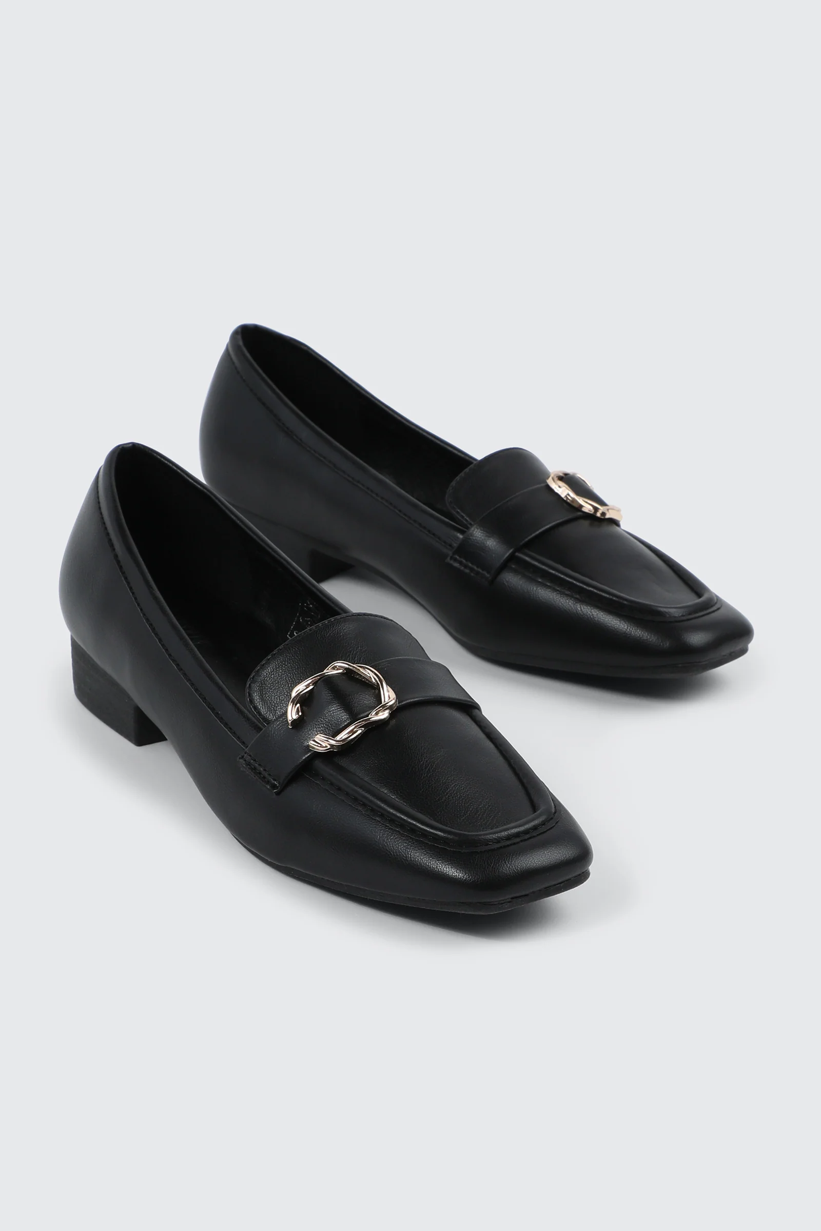 Faux Leather Square Toe Loafers - Image 2