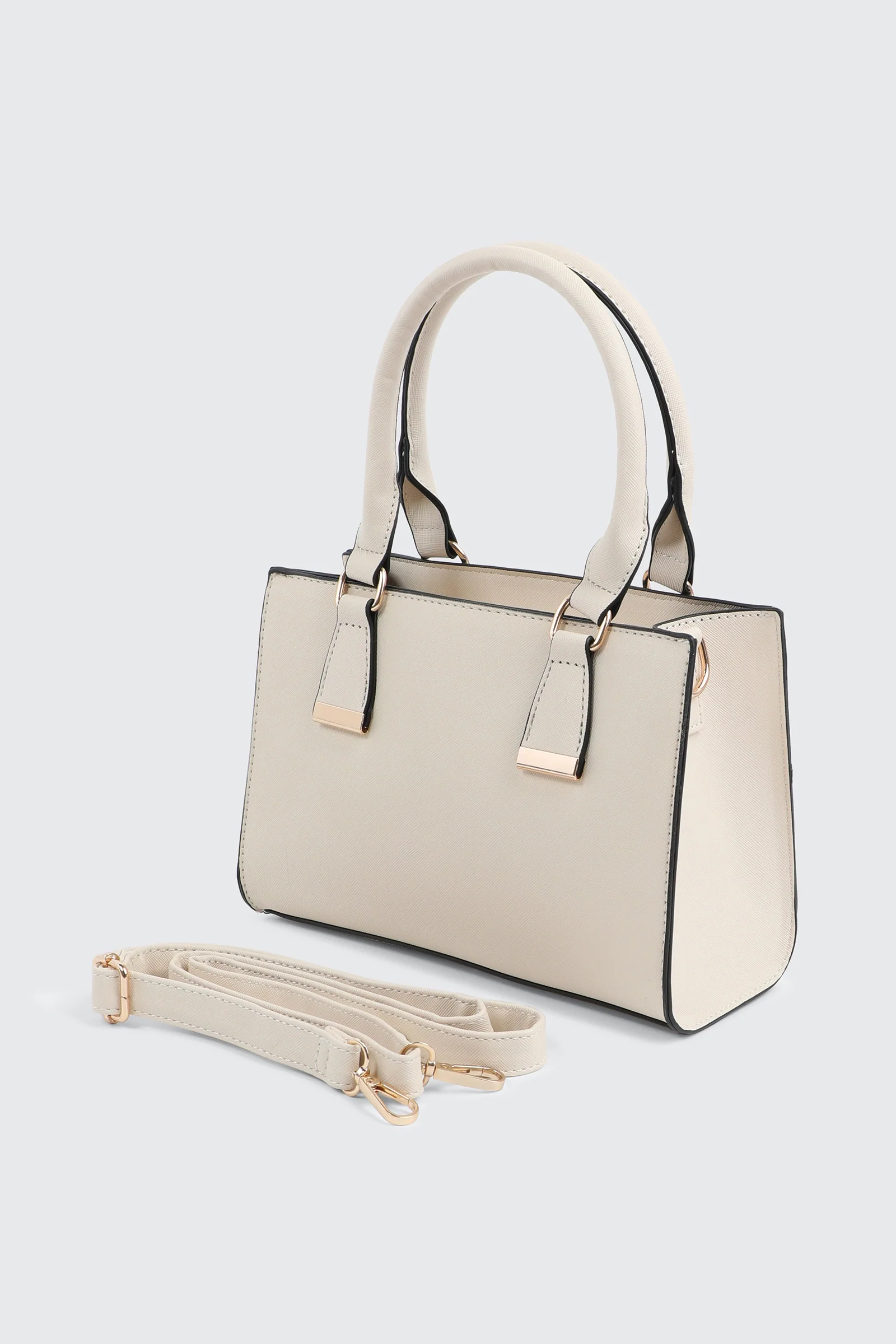 Faux Leather Structured Handbag - Image 2