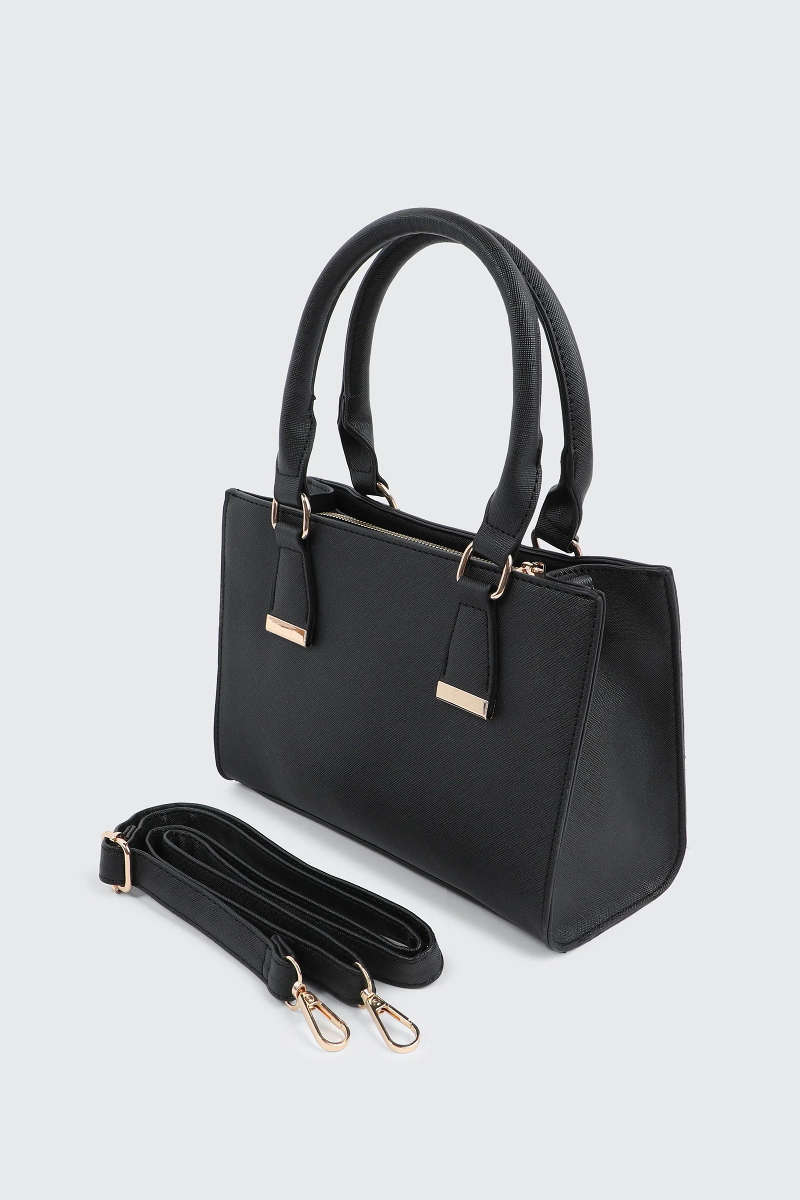 Faux Leather Structured Handbag - Image 2