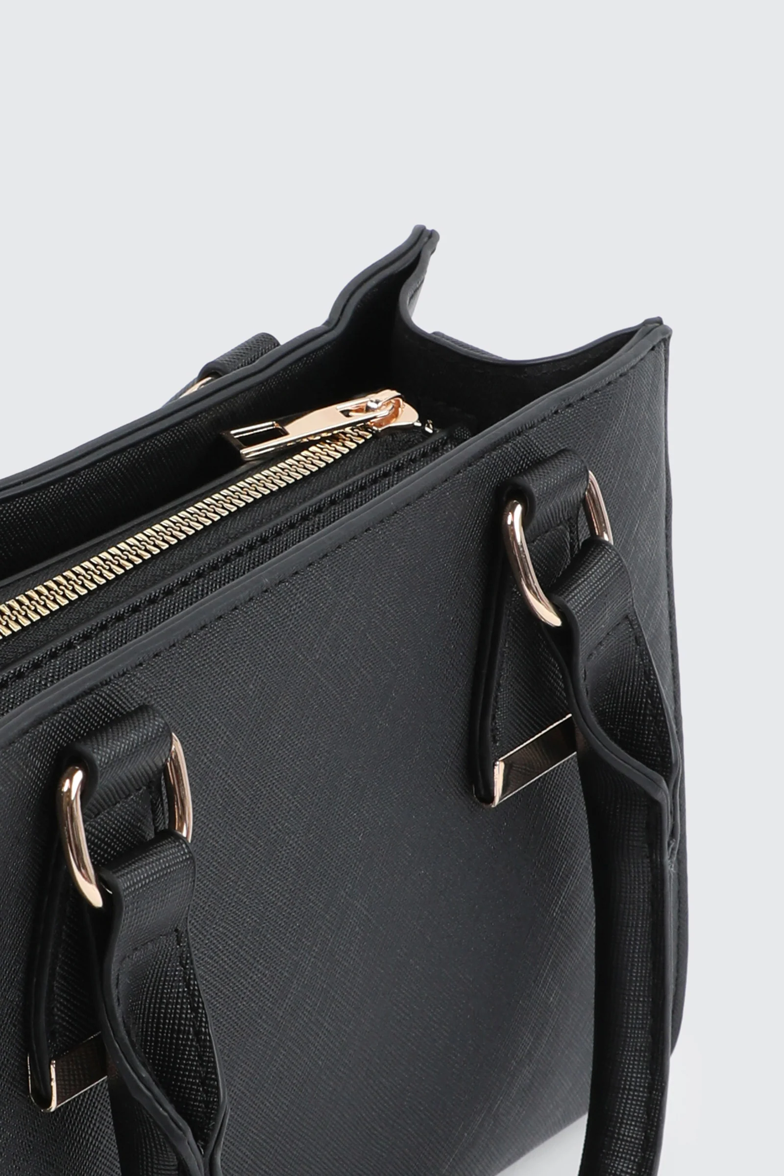 Faux Leather Structured Handbag - Image 3