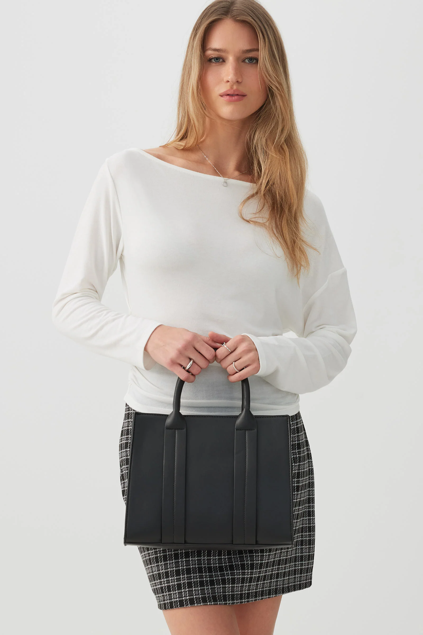 Faux leather Structured Handbag - Image 5