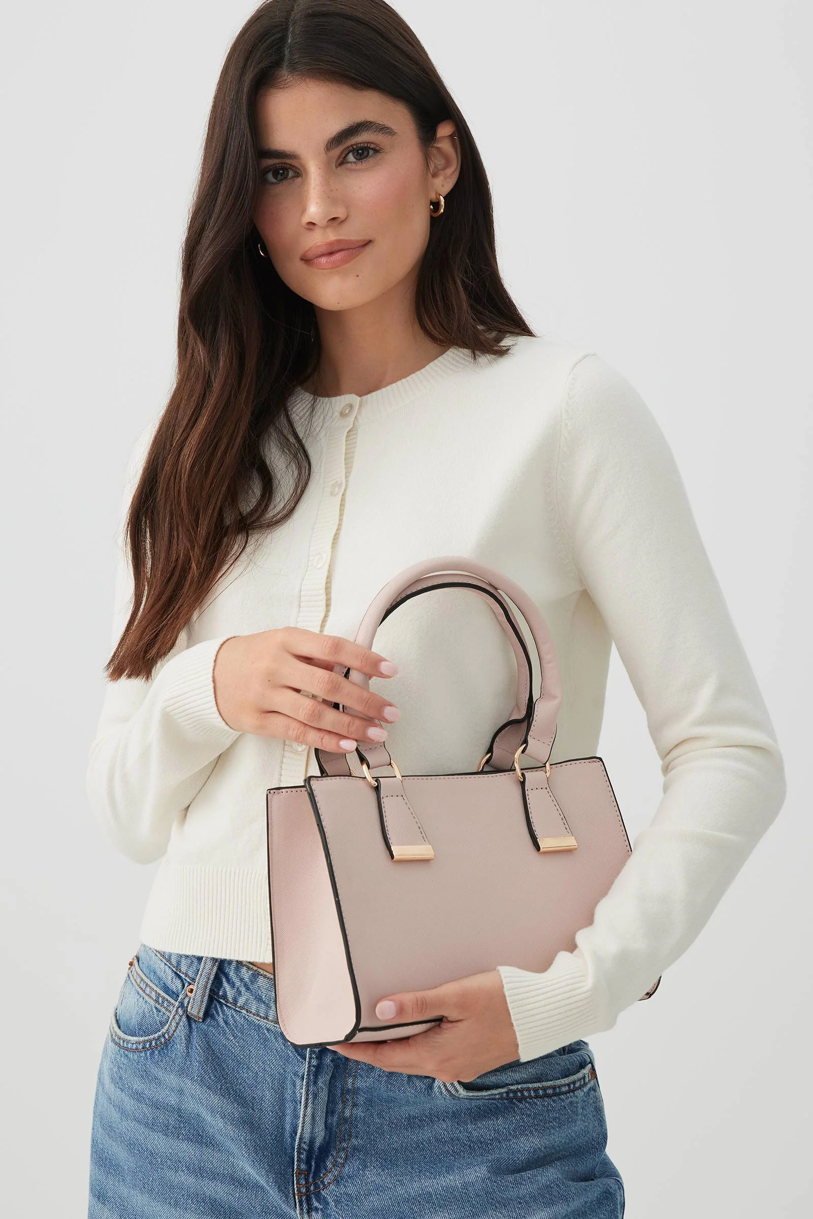 Faux Leather Structured Handbag - Image 2