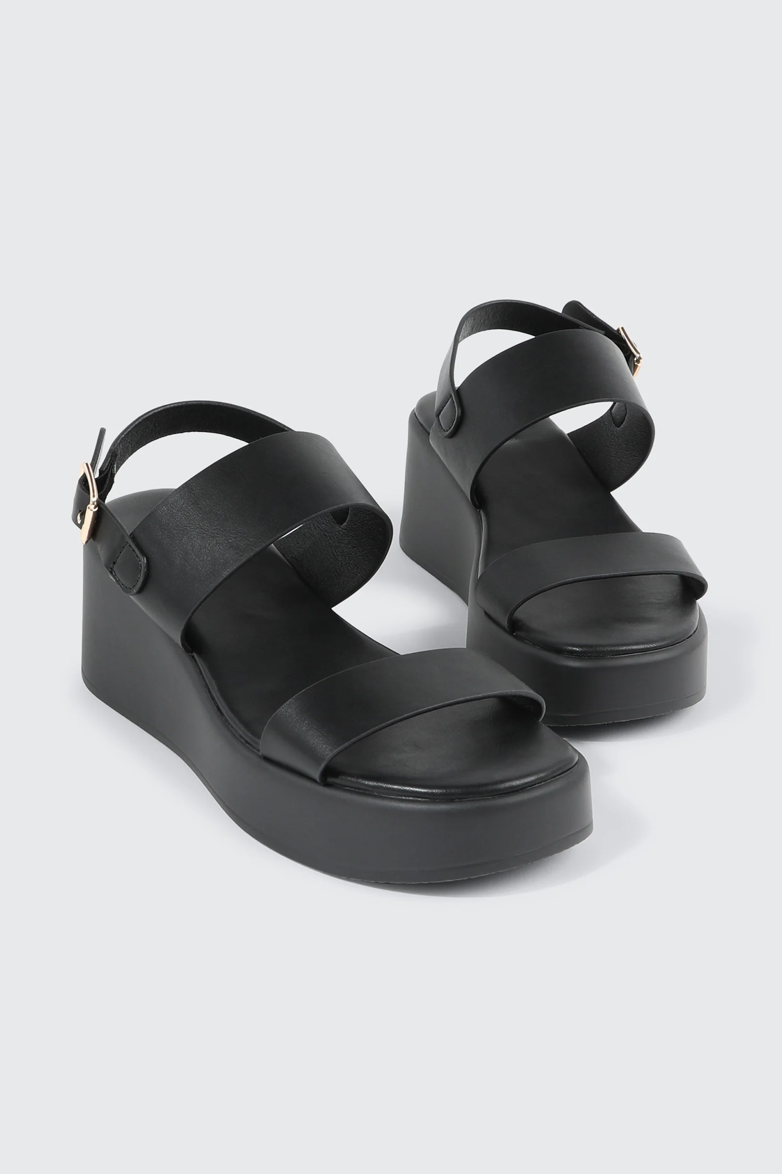 Faux Leather Wedge Sandals - Image 2