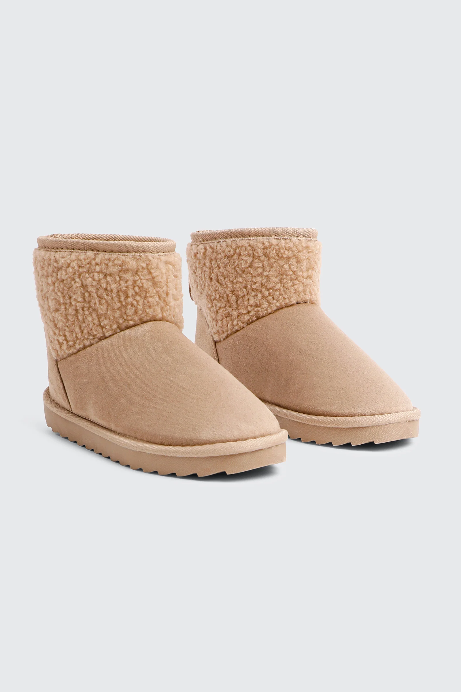 Faux Sheepskin Ankle Boots with Accent Trim - Image 2
