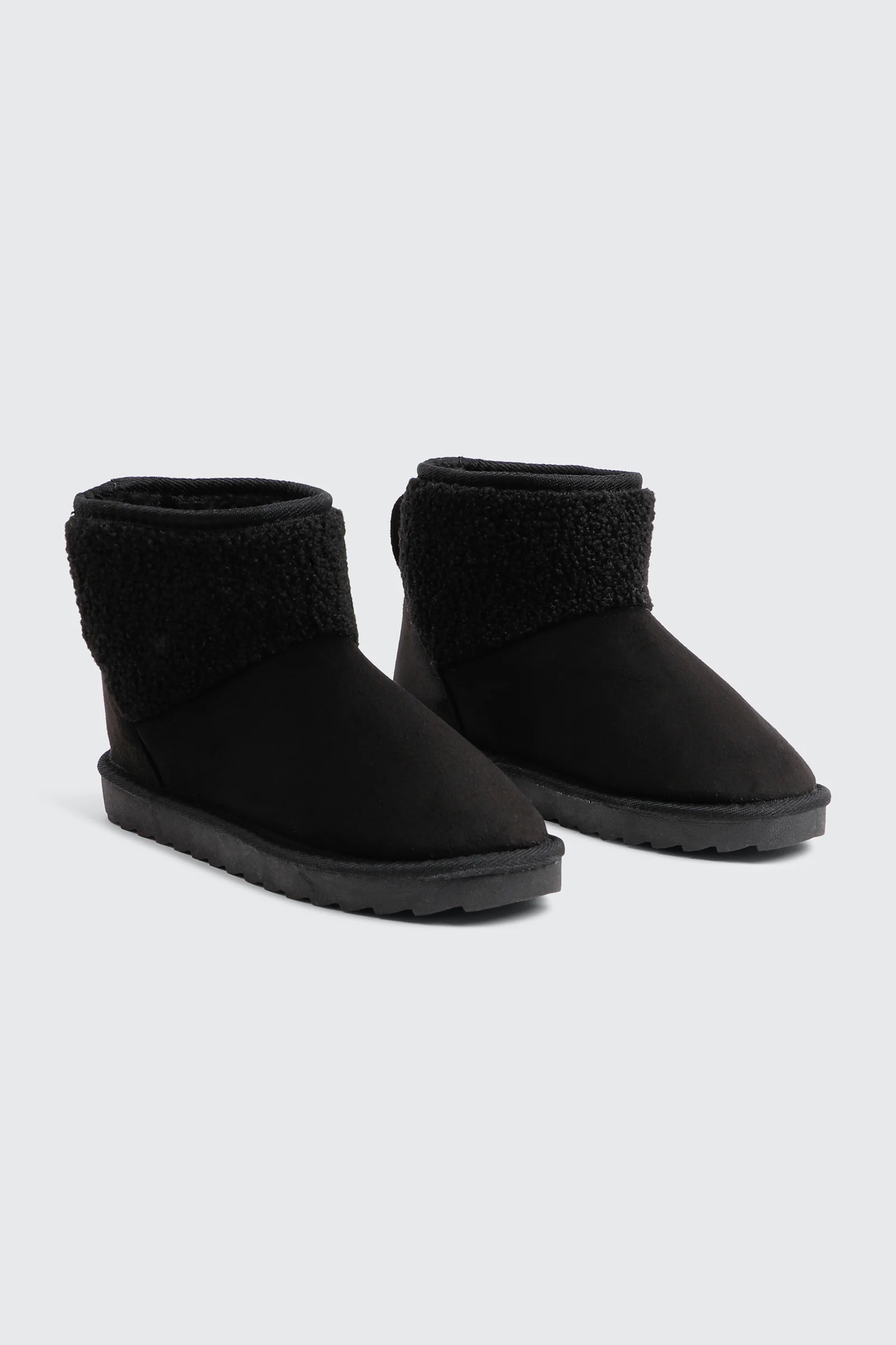 Faux Sheepskin Ankle Boots with Accent Trim - Image 2