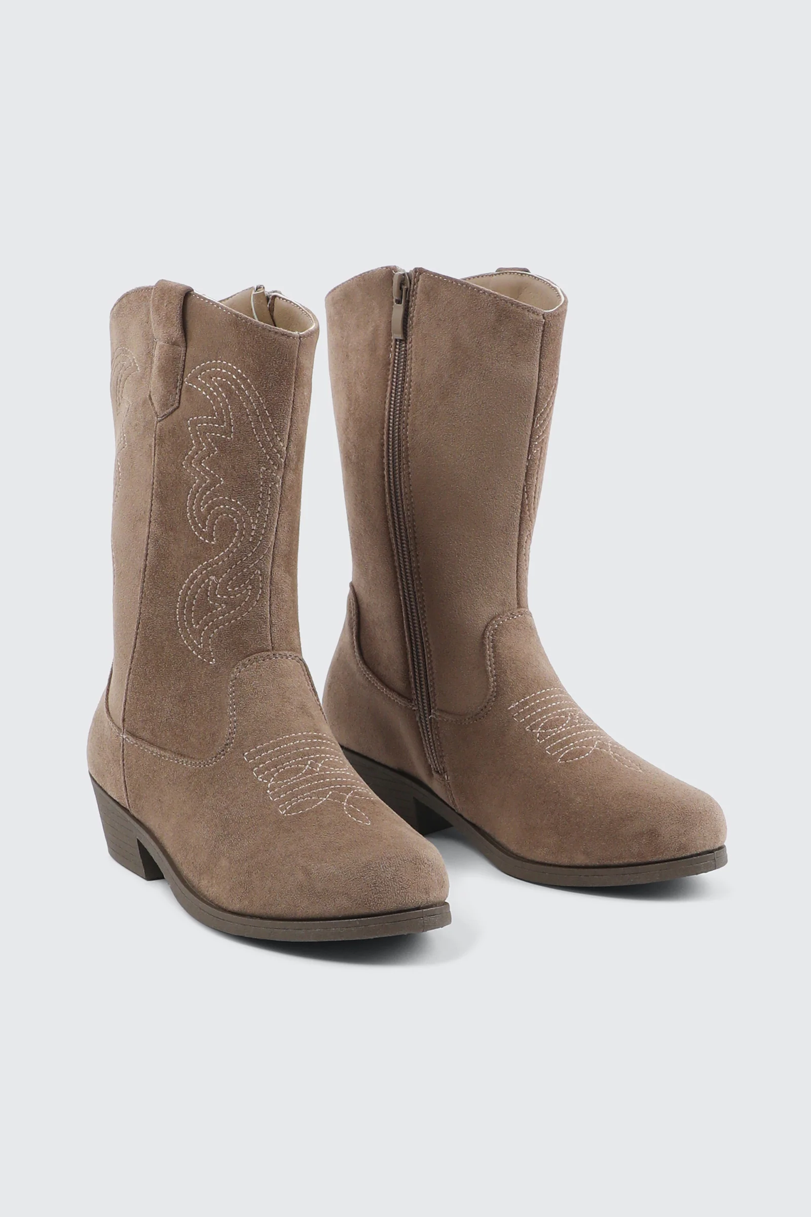 Faux Suede Embroidered Boots - Image 2