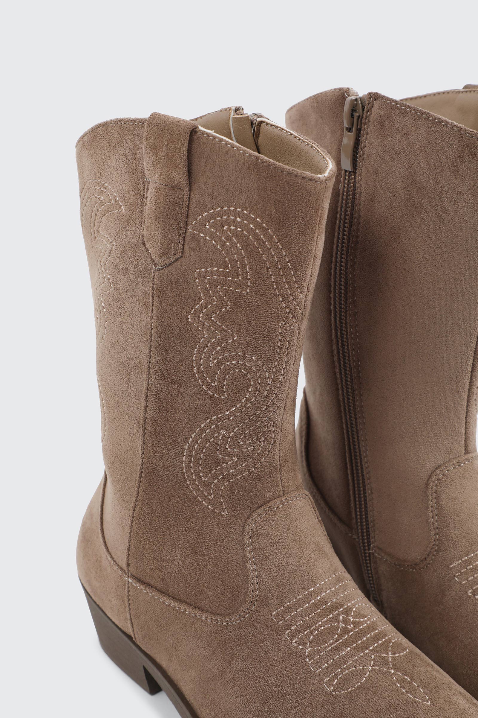Faux Suede Embroidered Boots - Image 4