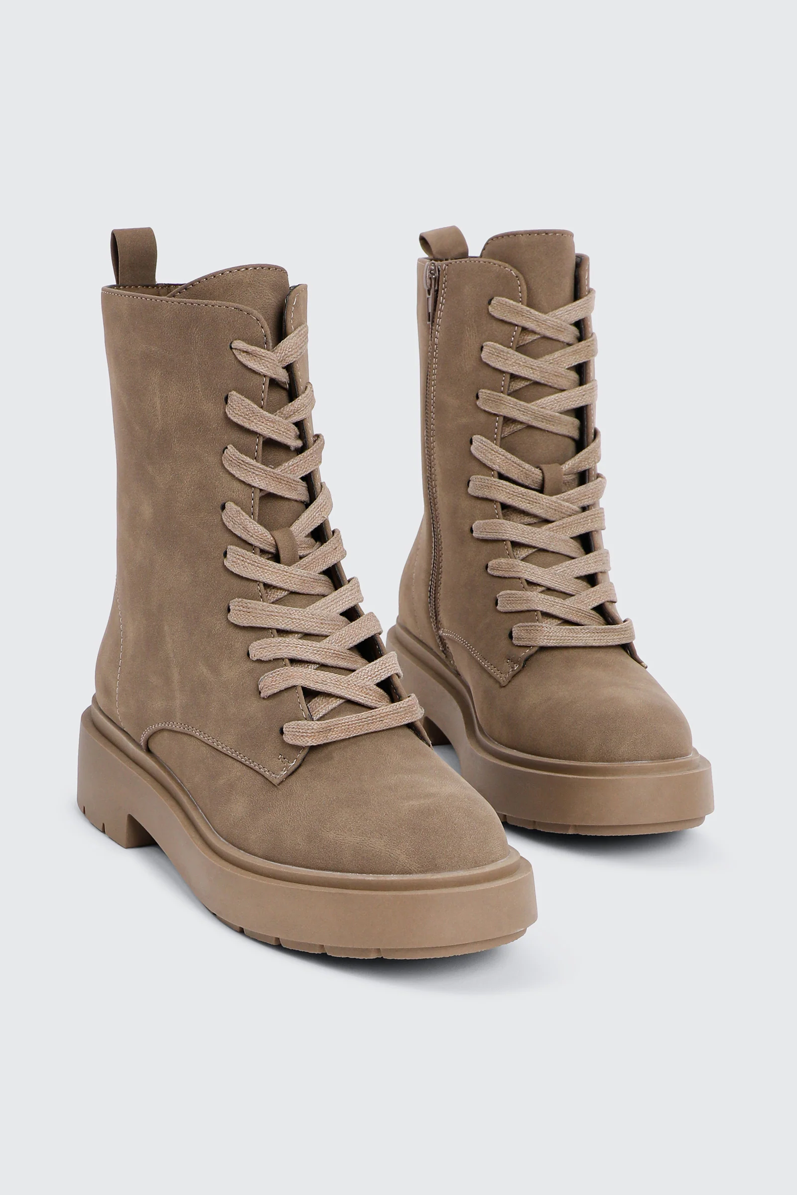 Faux Suede Lace Up Boots - Image 2