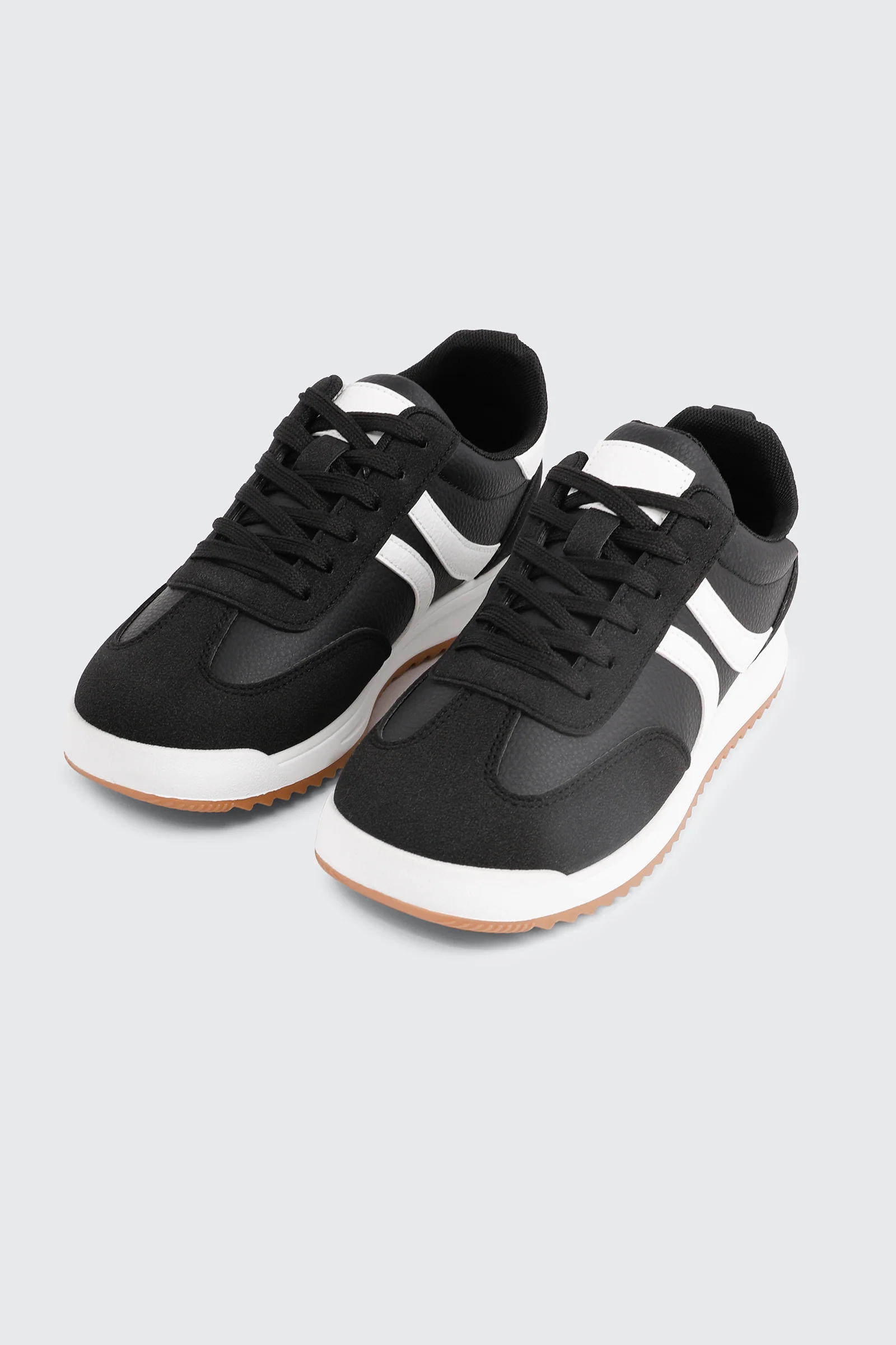 Faux Suede & Leather Contrast Sneakers - Image 2
