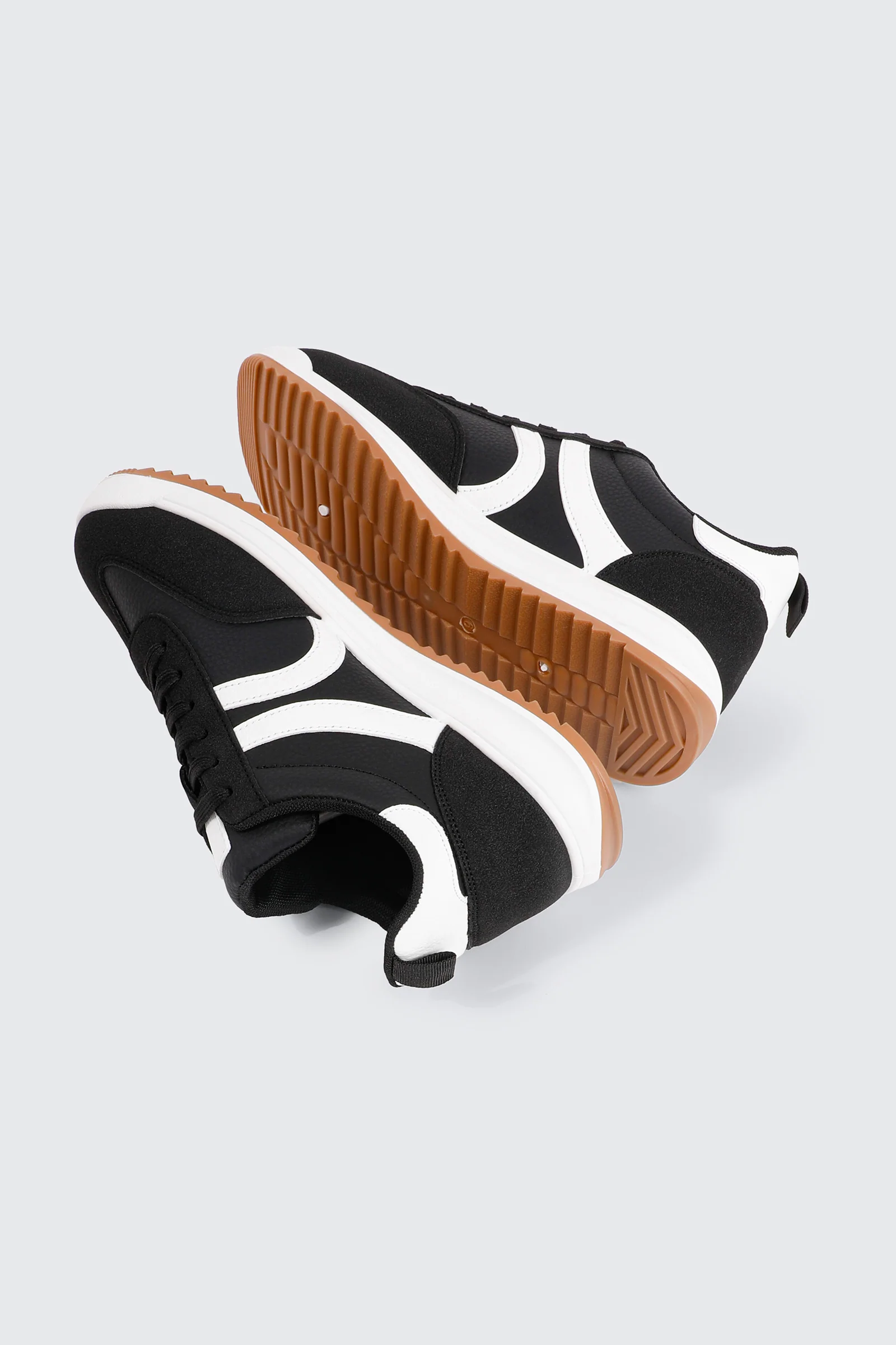 Faux Suede & Leather Contrast Sneakers - Image 3