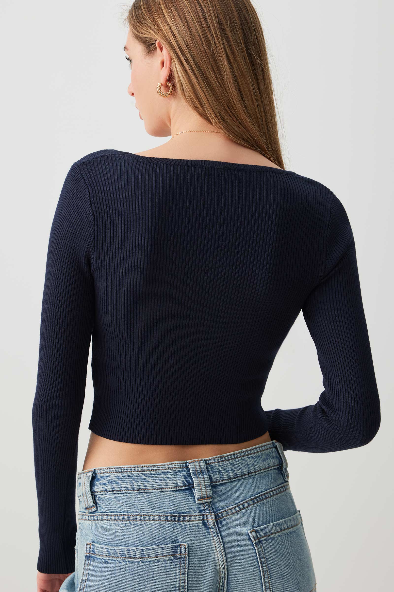 Fine Knit Square Neck Sweater - Image 4