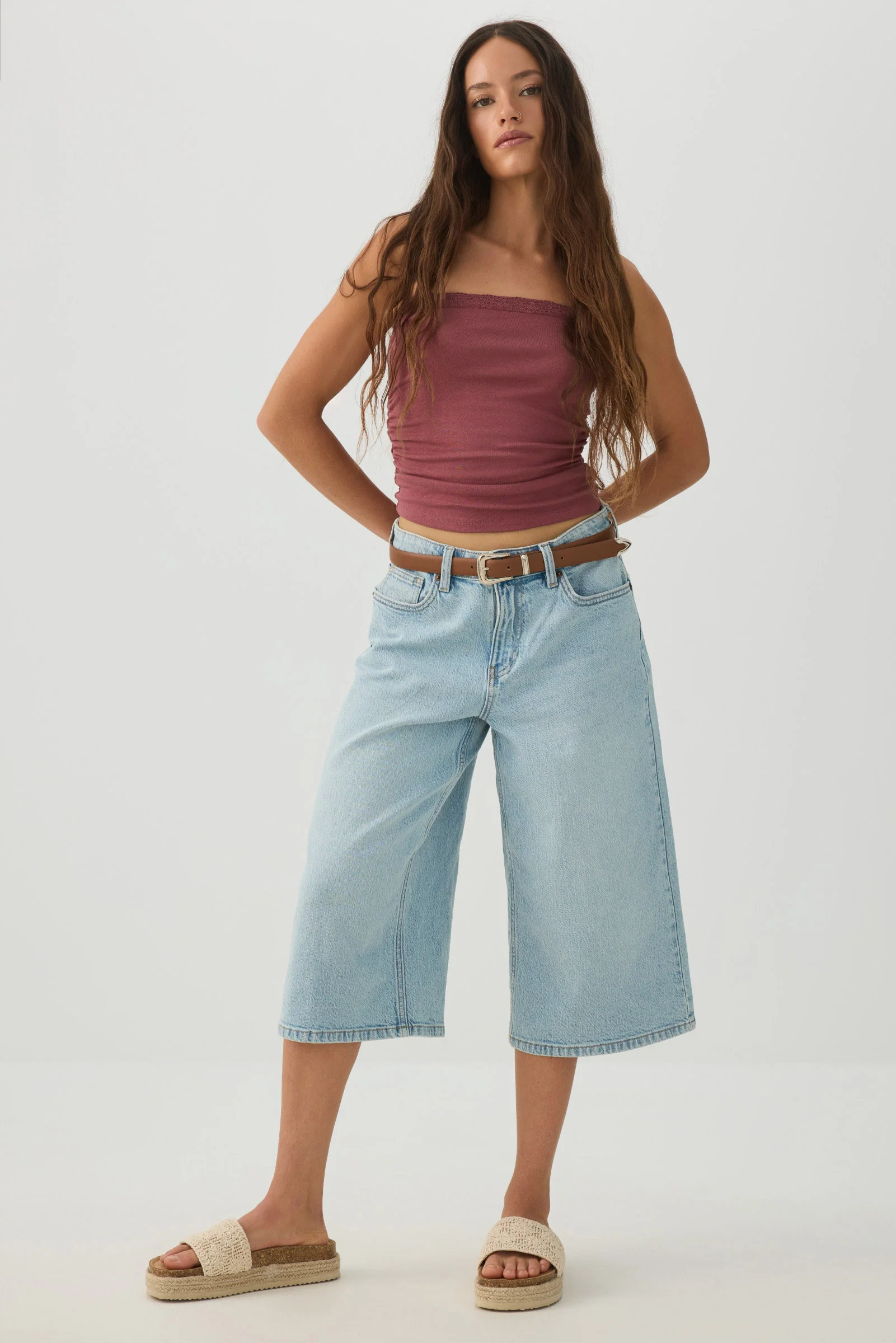 Fine Rib Cotton Blend Tube Top - Image 3