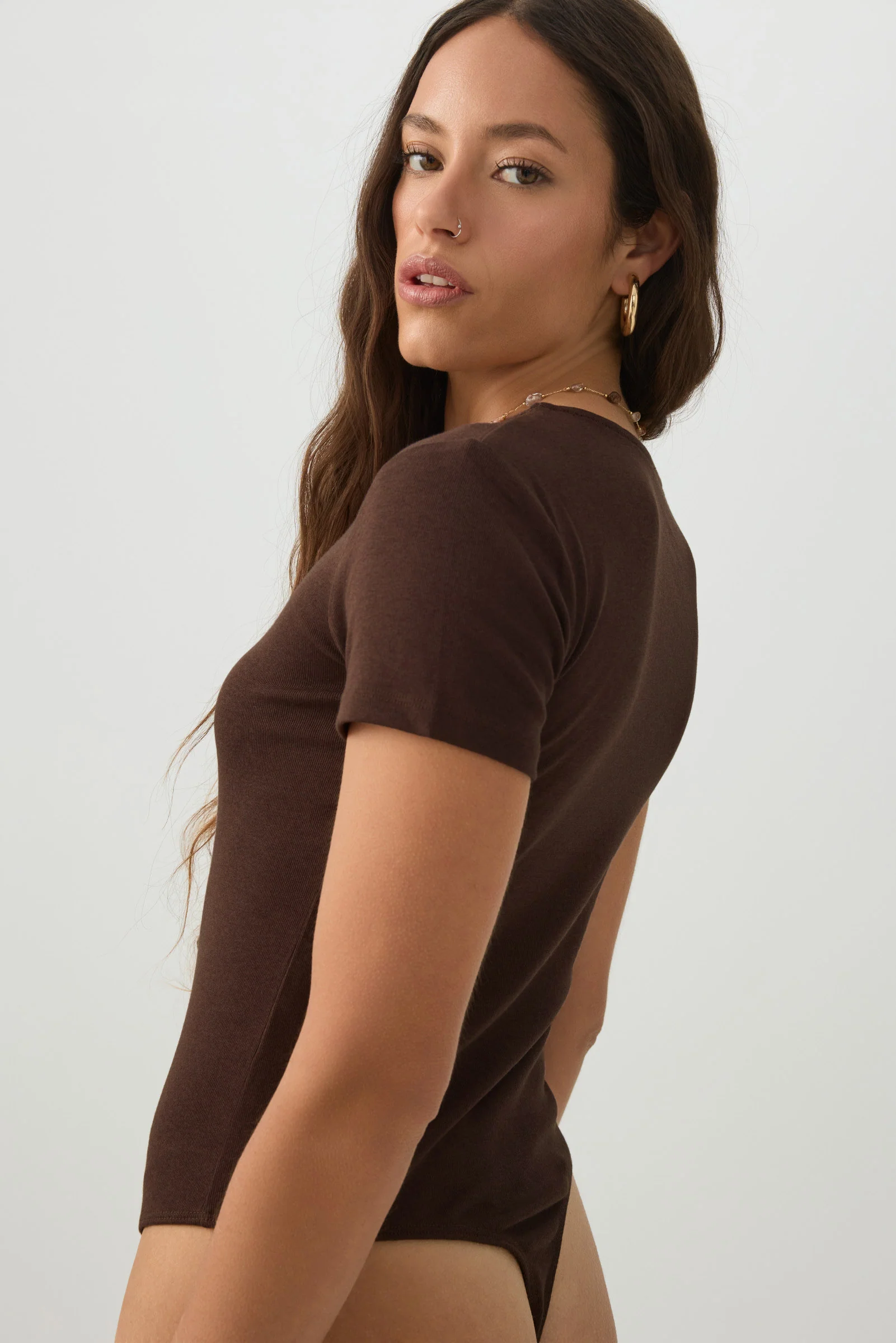 Fine Rib Crew Neck Bodysuit - Image 4