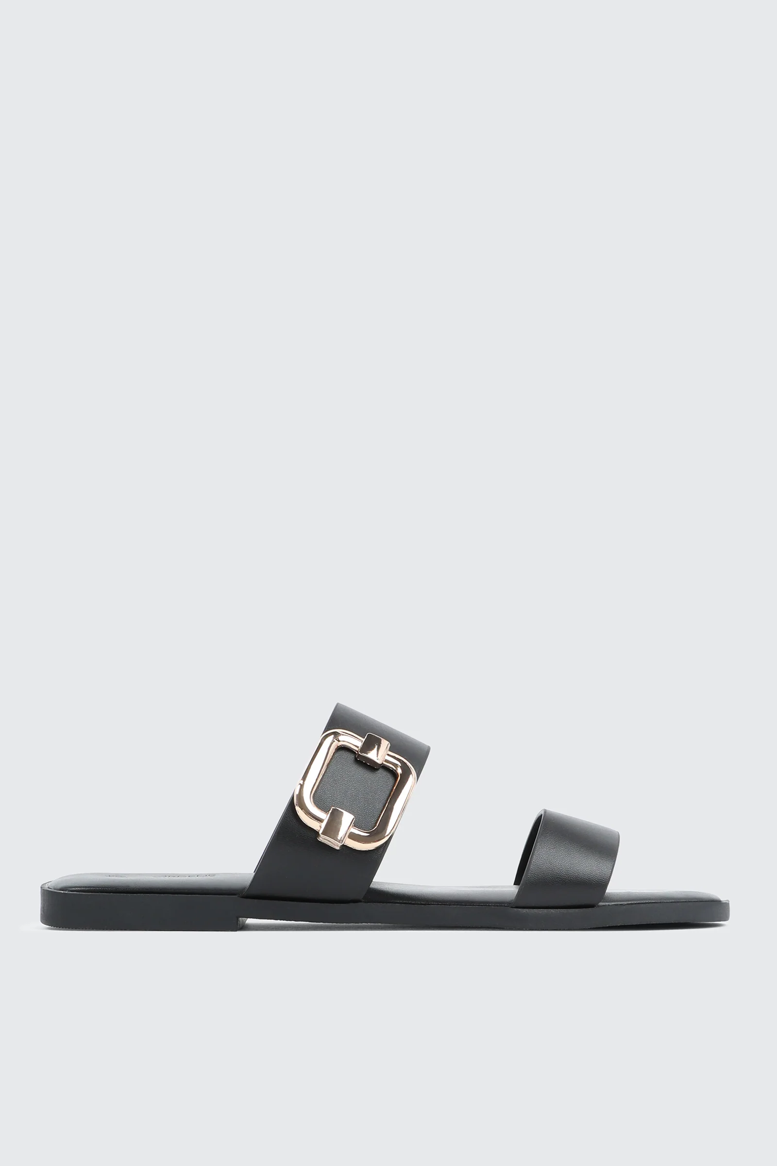Flat Sandals with Chunky Buckle Detail