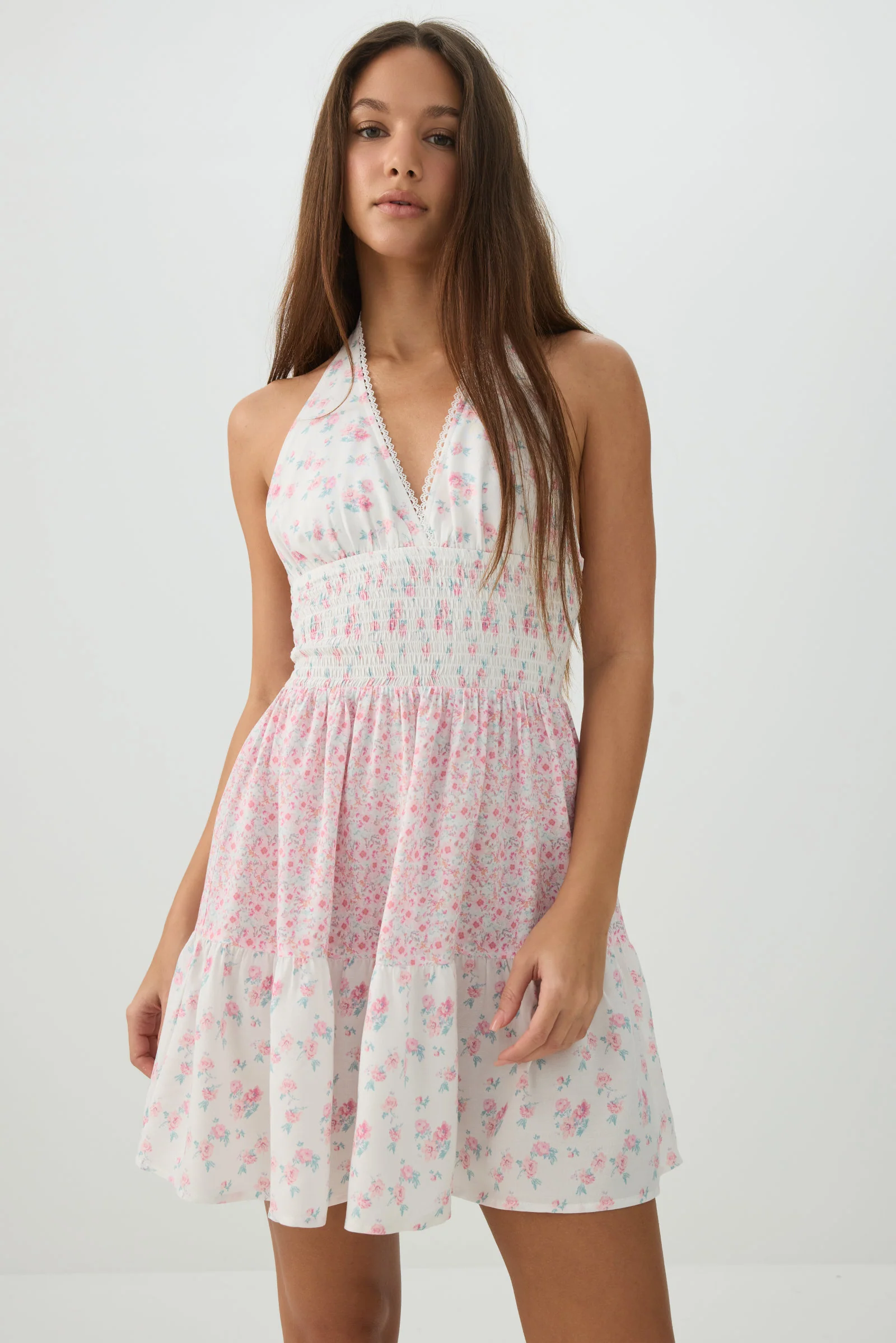 Floral Halter Mini Dress - Image 2