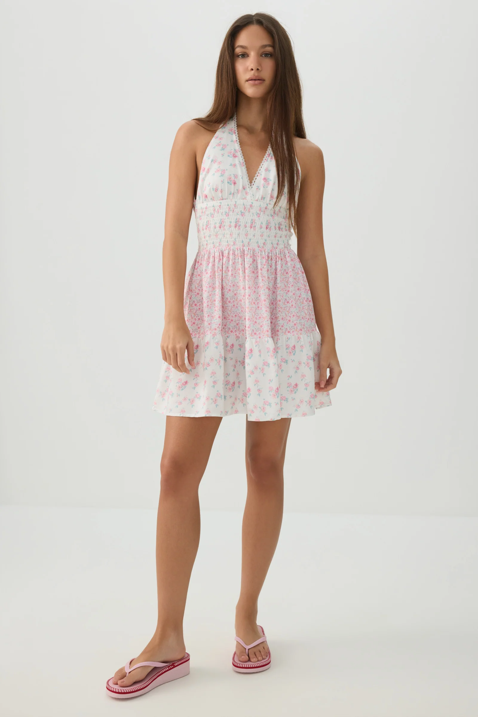 Floral Halter Mini Dress - Image 3