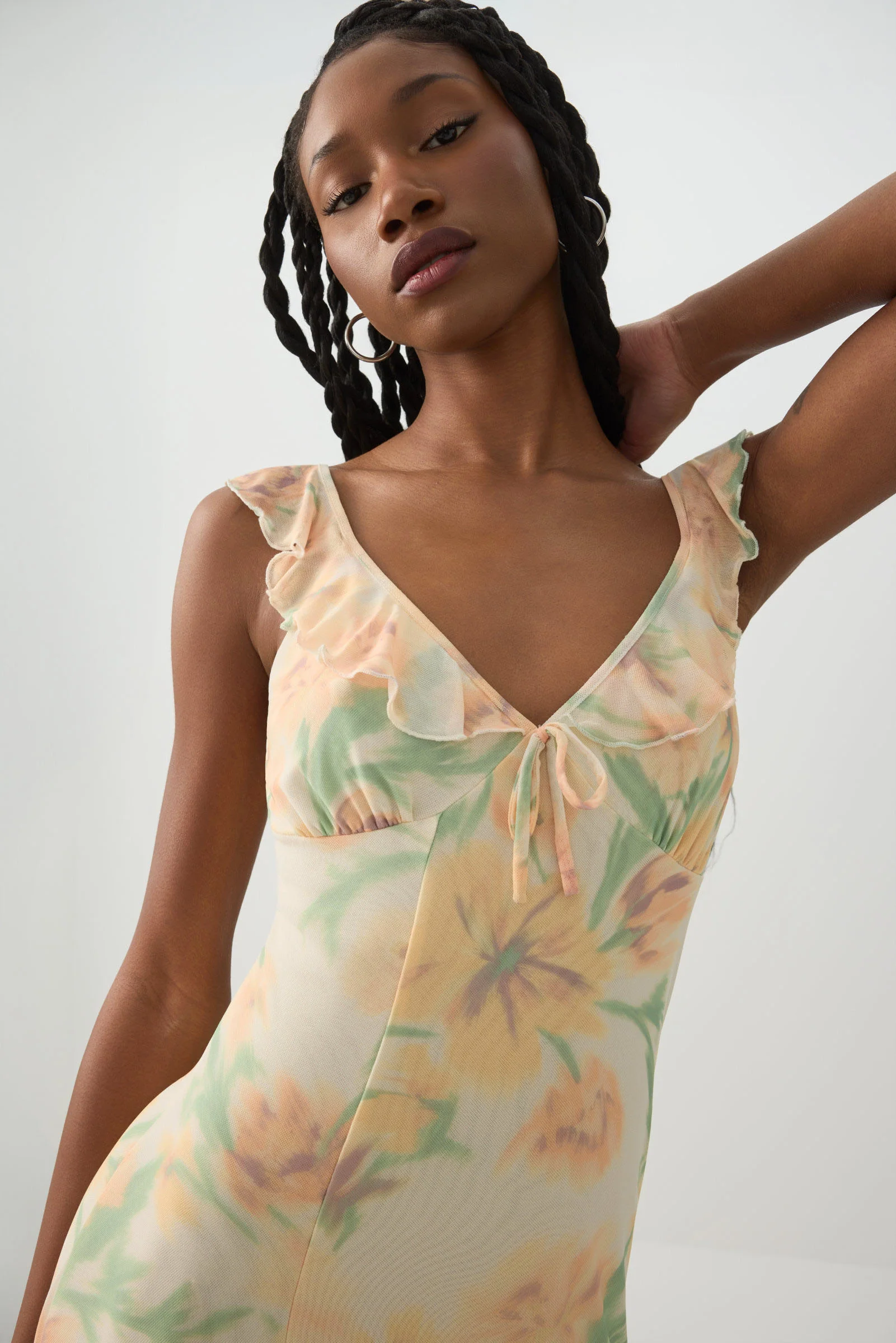 Floral Maxi Tie Front Dress - Image 4