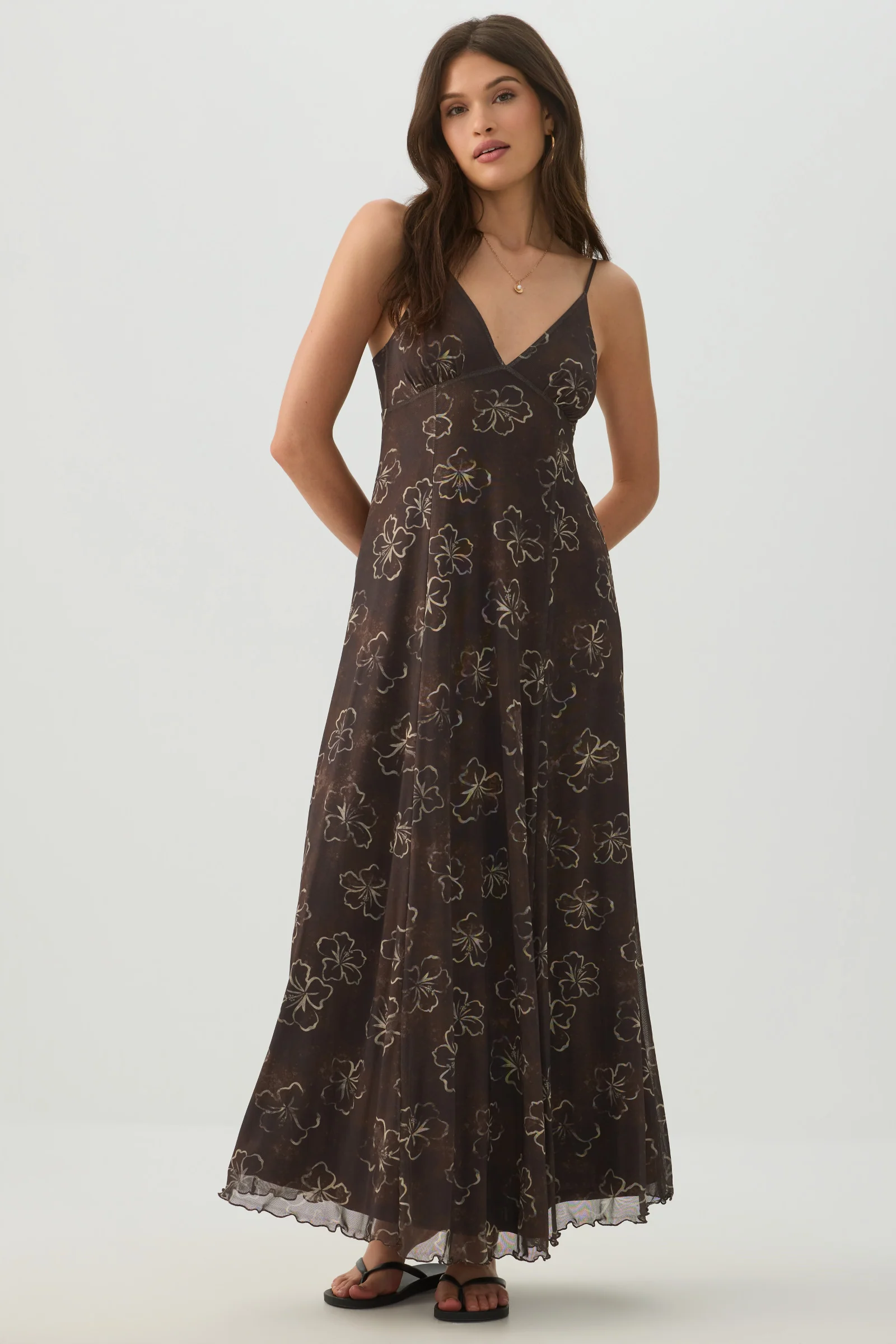 Floral Mesh Maxi Dress