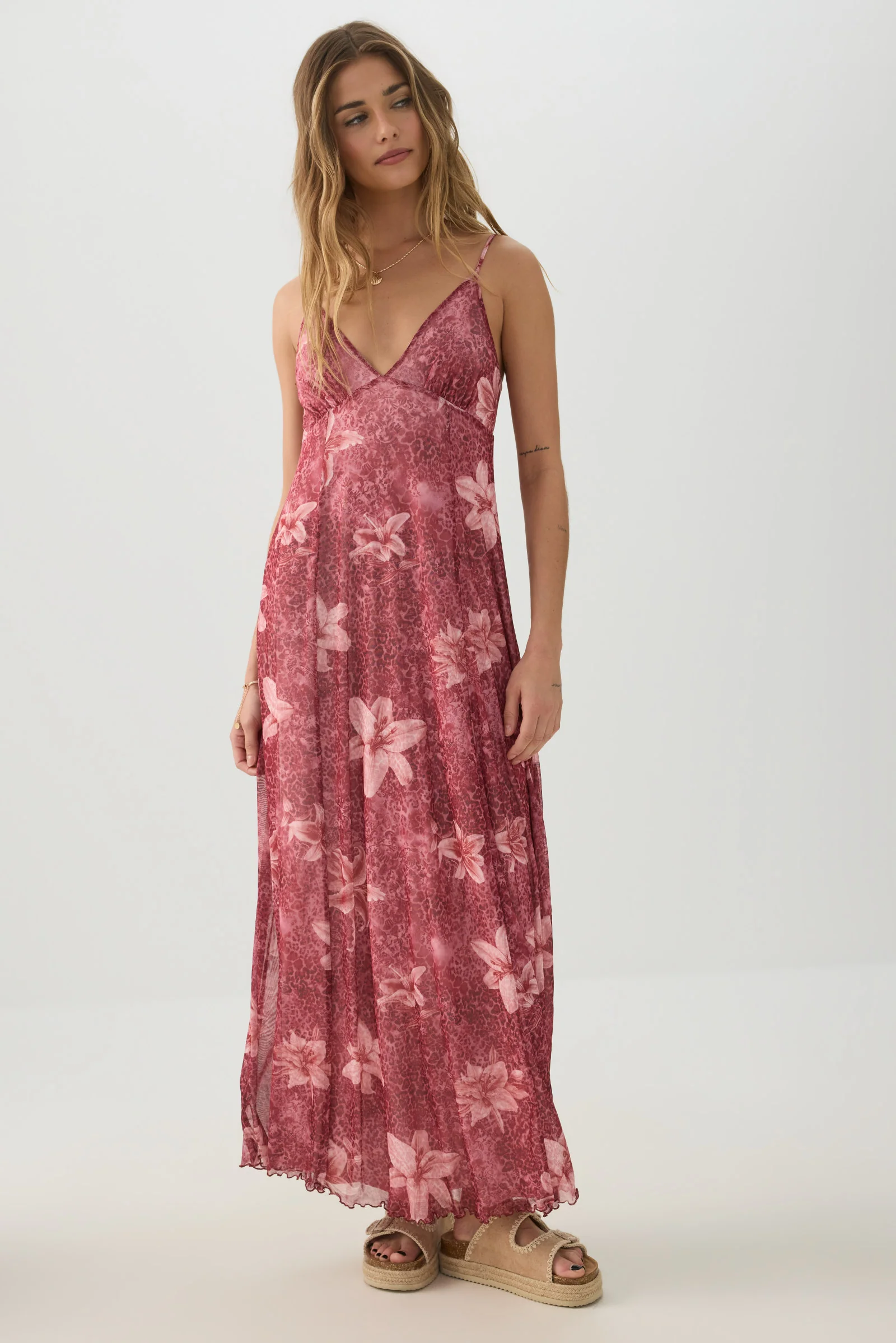 Floral Mesh Maxi Dress - Image 3