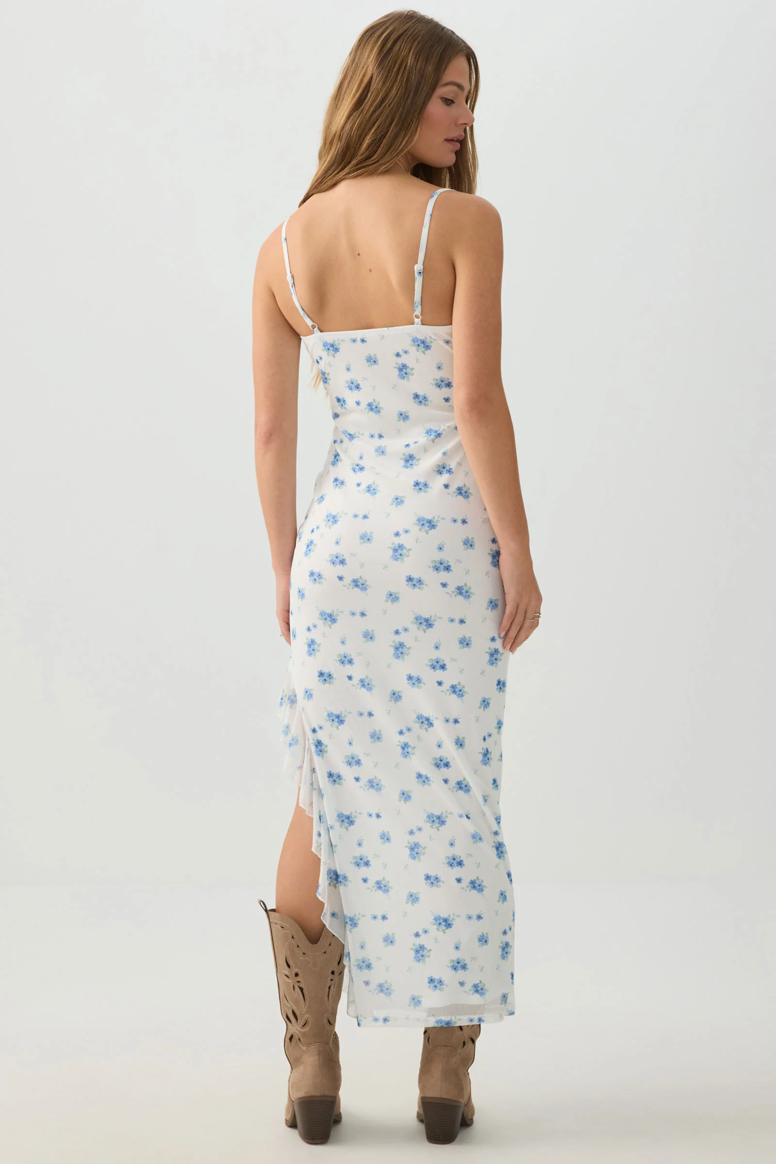 Floral Mesh Ruffle Maxi Dress - Image 4