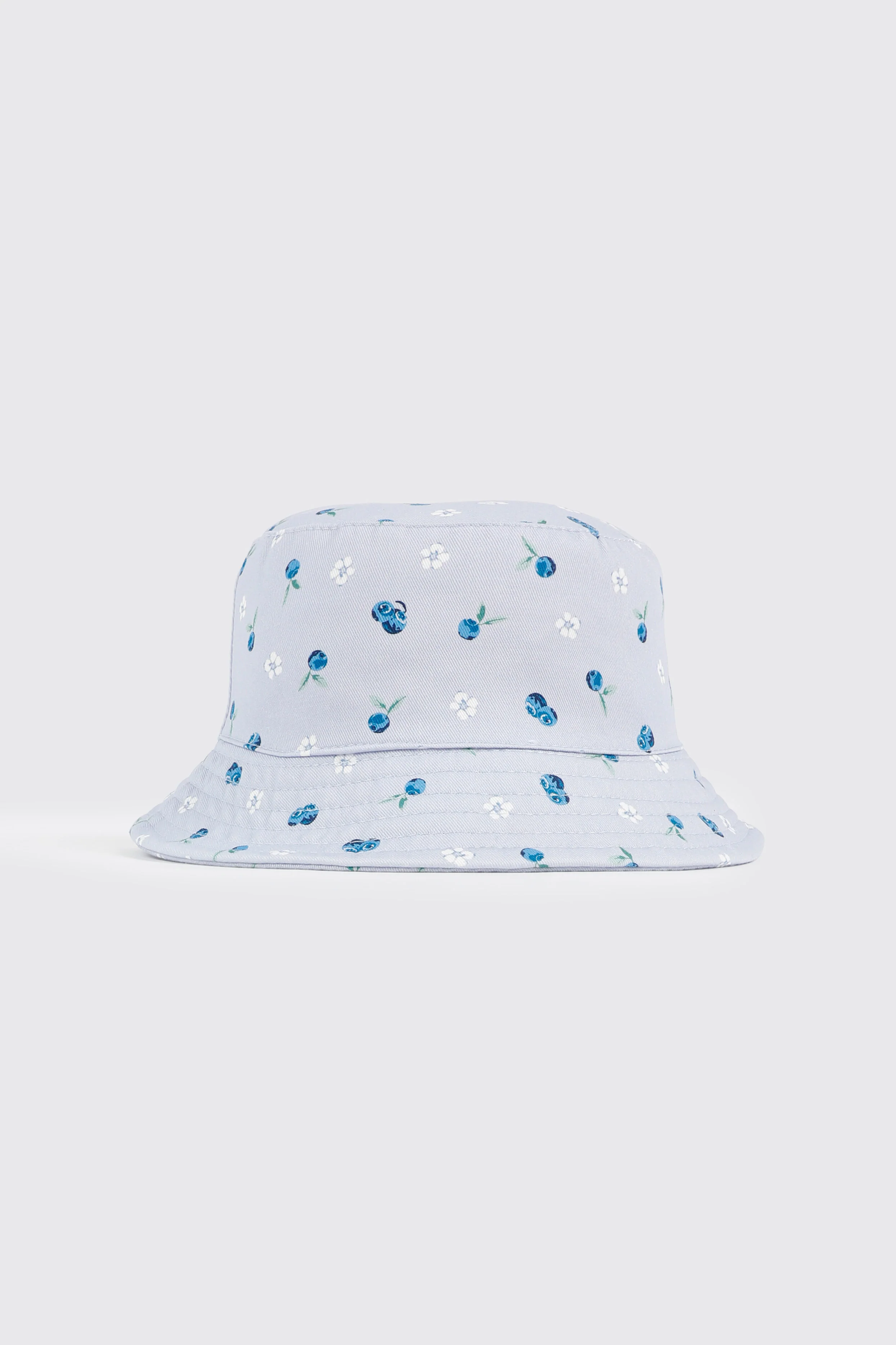 Flower and Blueberry Print Bucket Hat