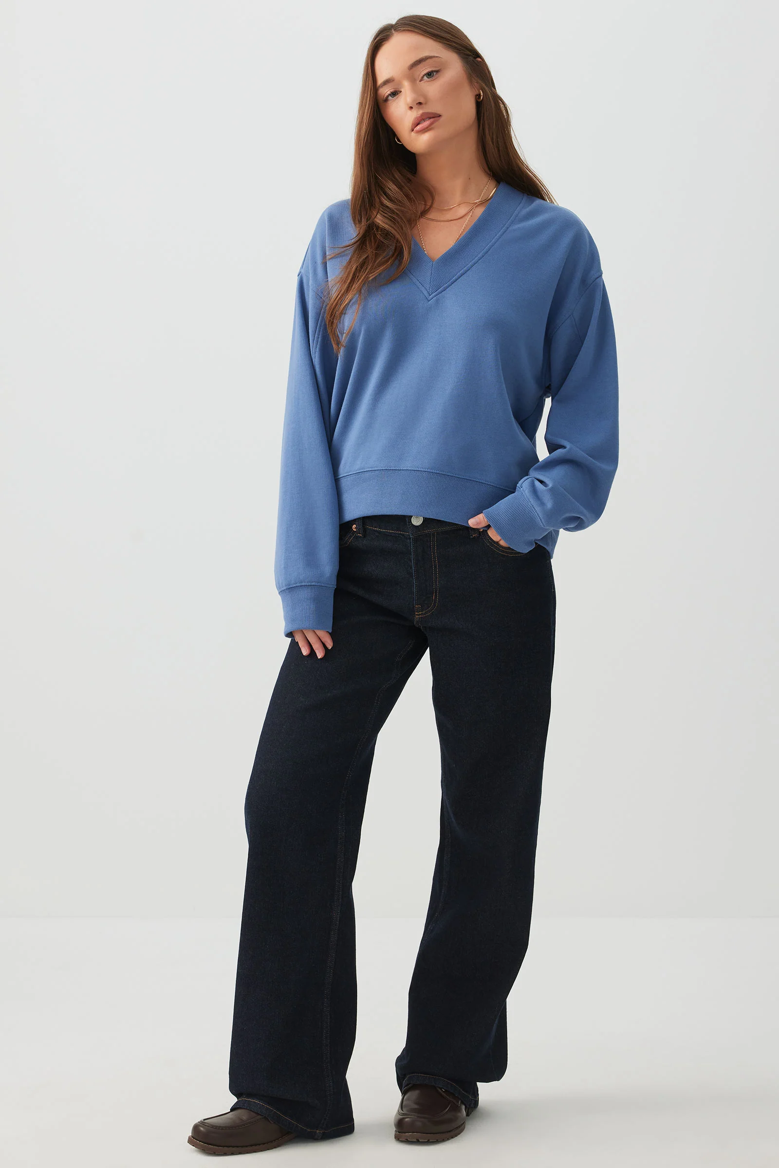 French Terry V-Neck Sweatshirt - Image 3