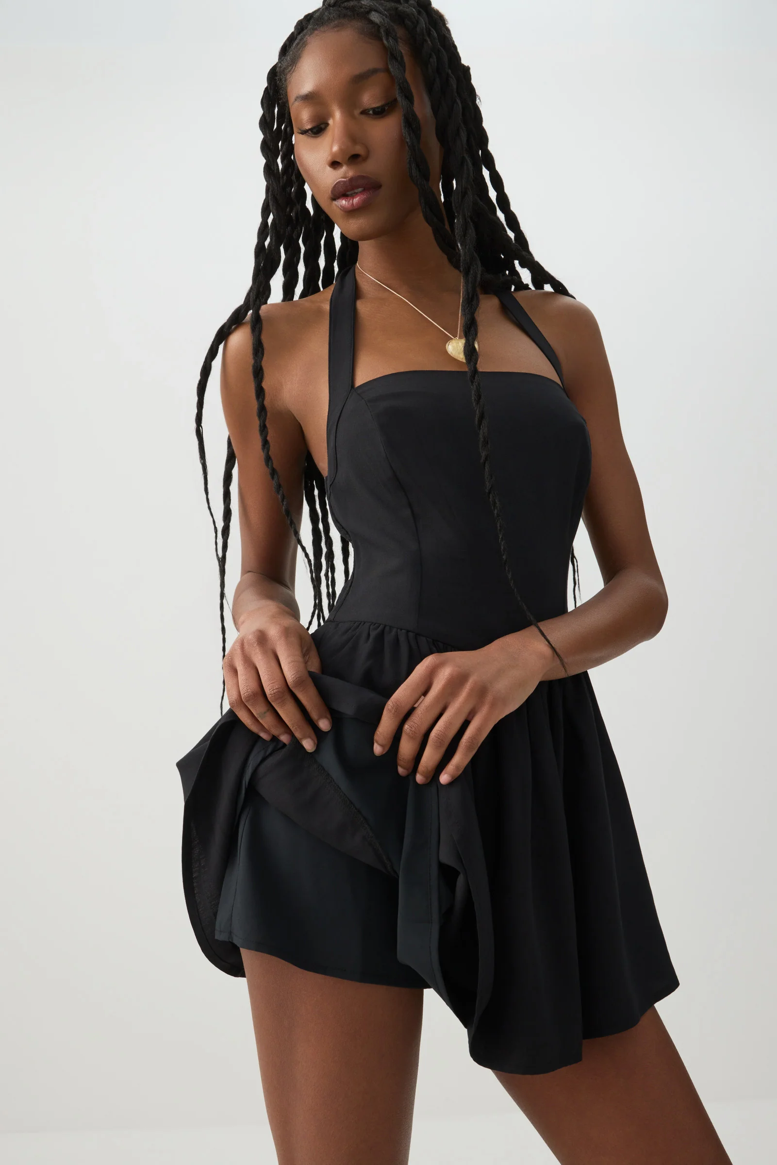 Halter Mini Dress with Built-in Shorts - Image 3