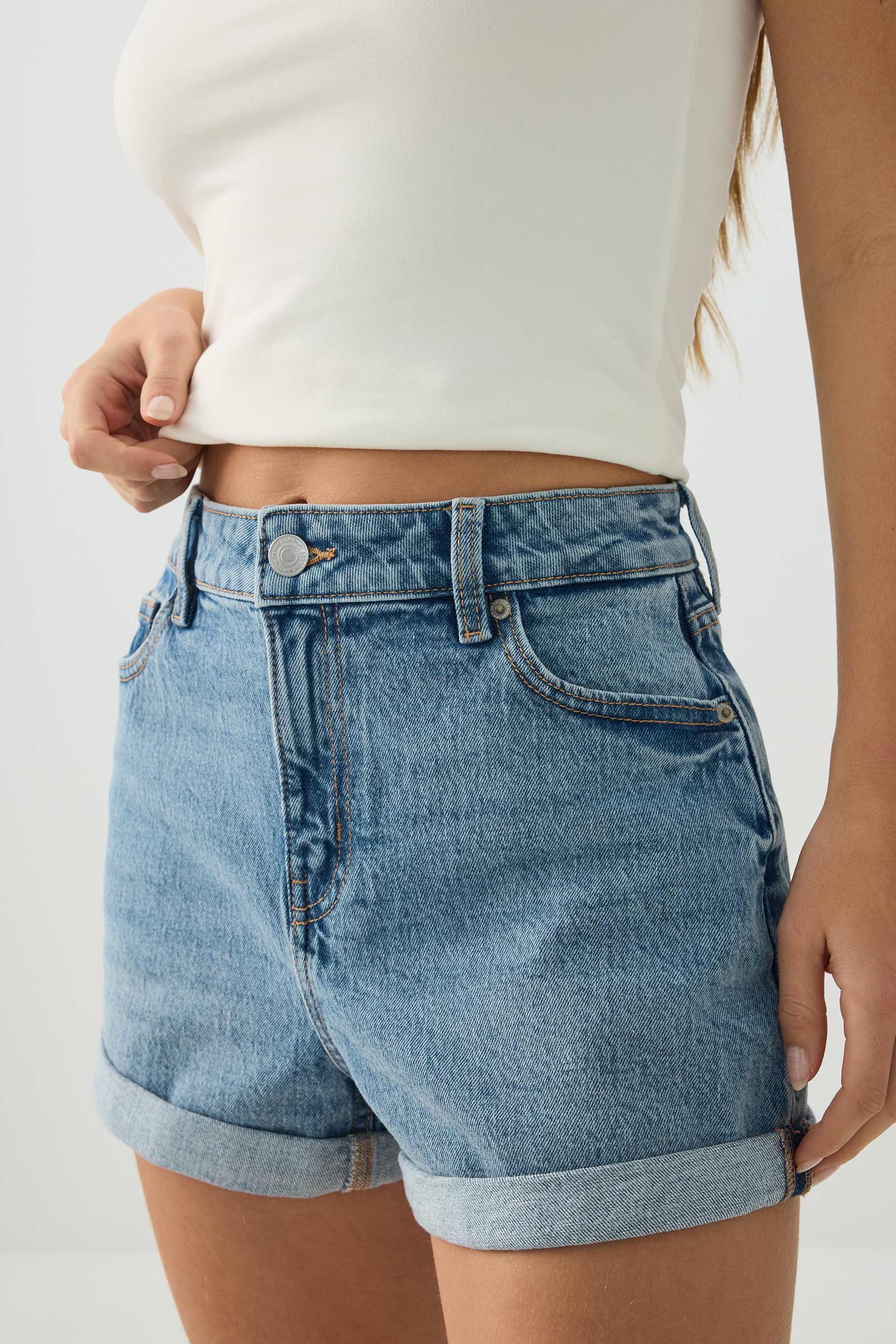 High Rise Mom Denim Shorts - Image 3
