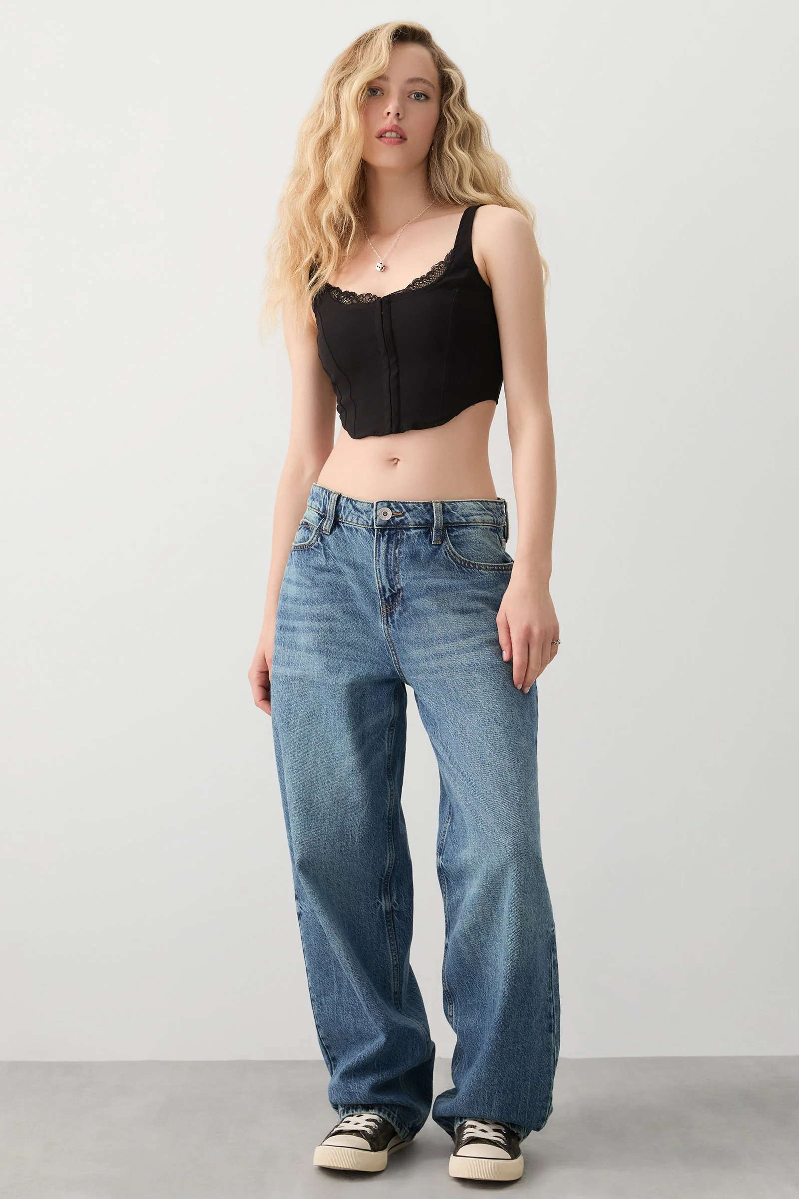 Hook & Eye Corset with Lace Trim - Image 3