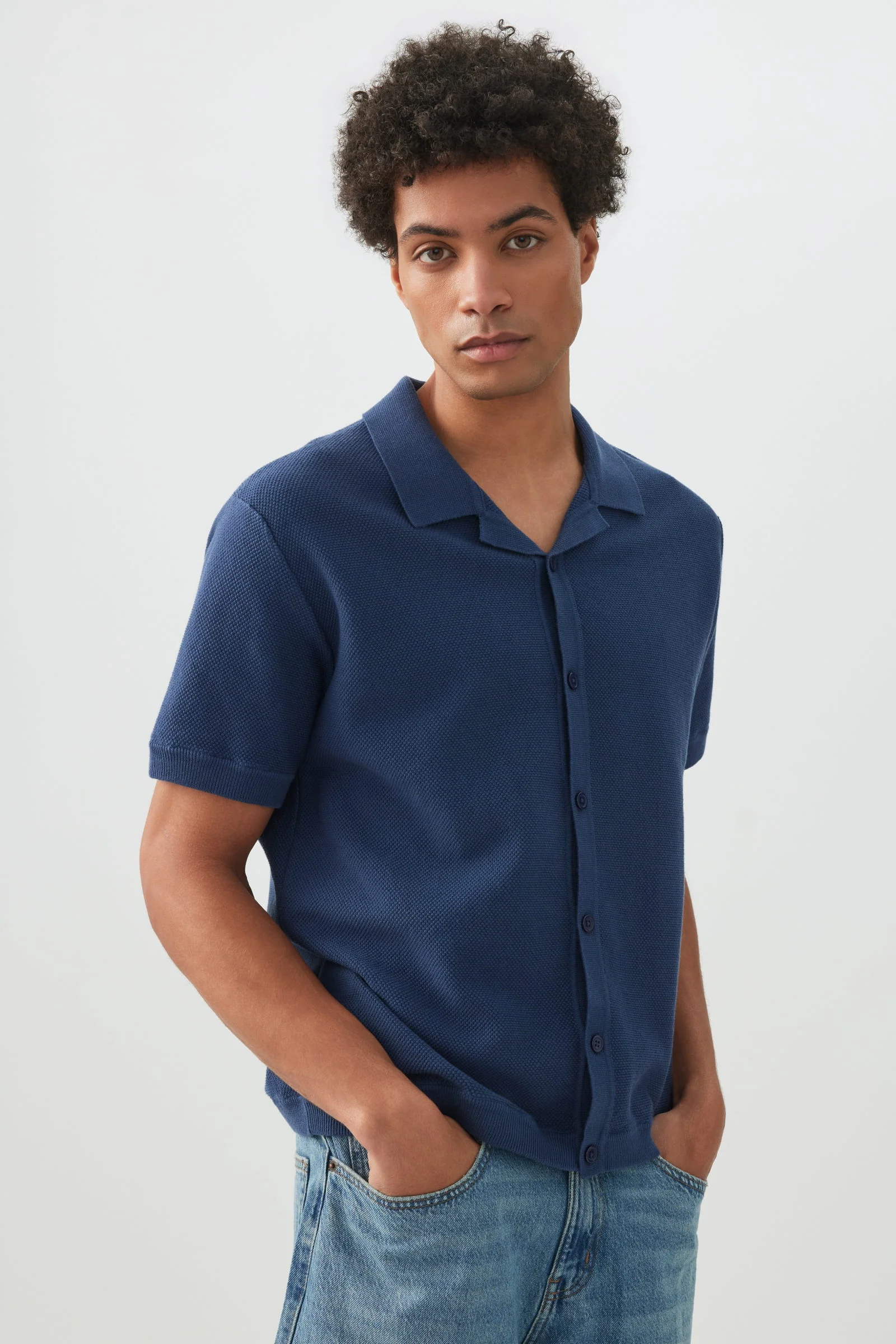 Johnny Collar Short Sleeve Sweater