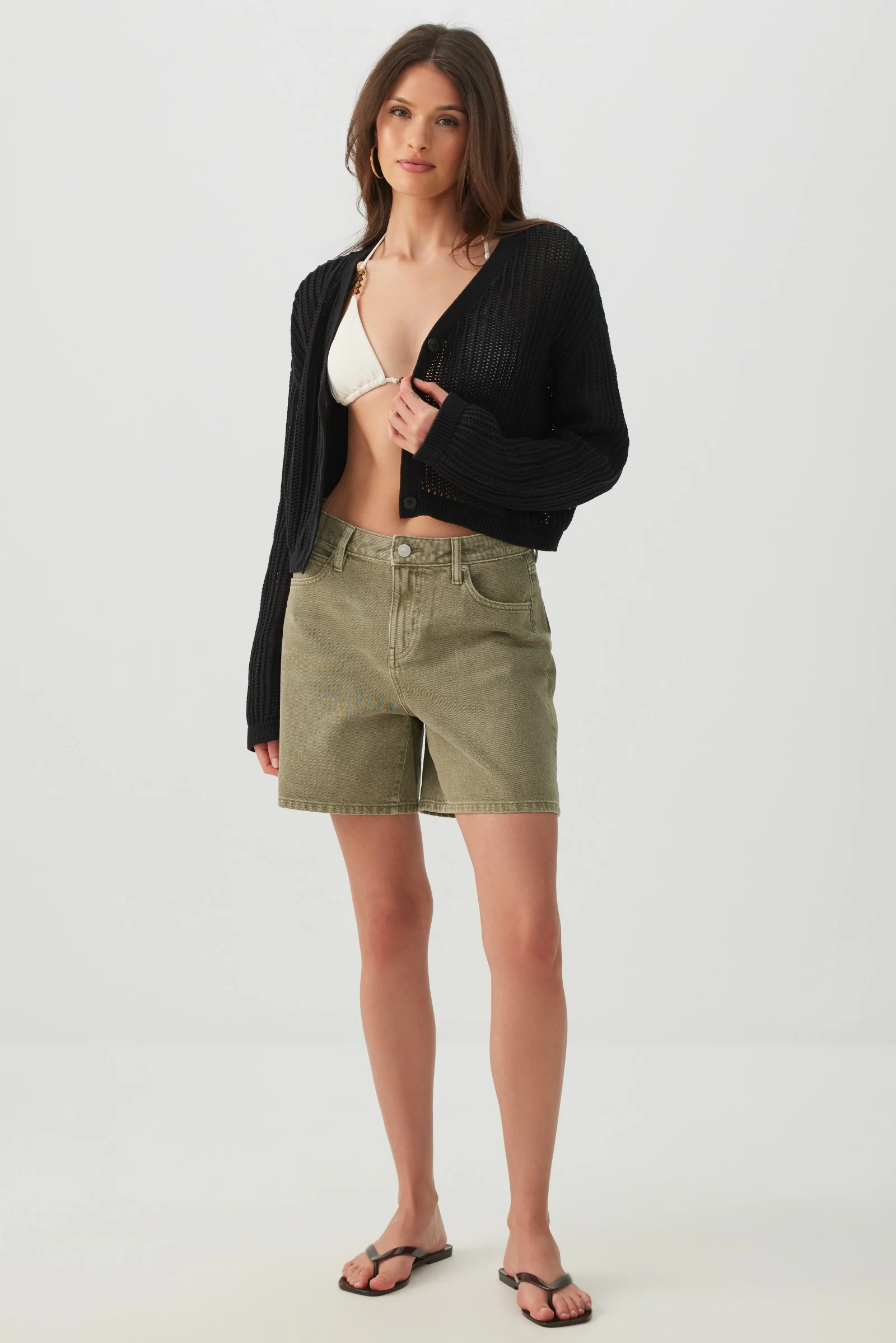 Knit Boxy Button Front Cardigan - Image 2