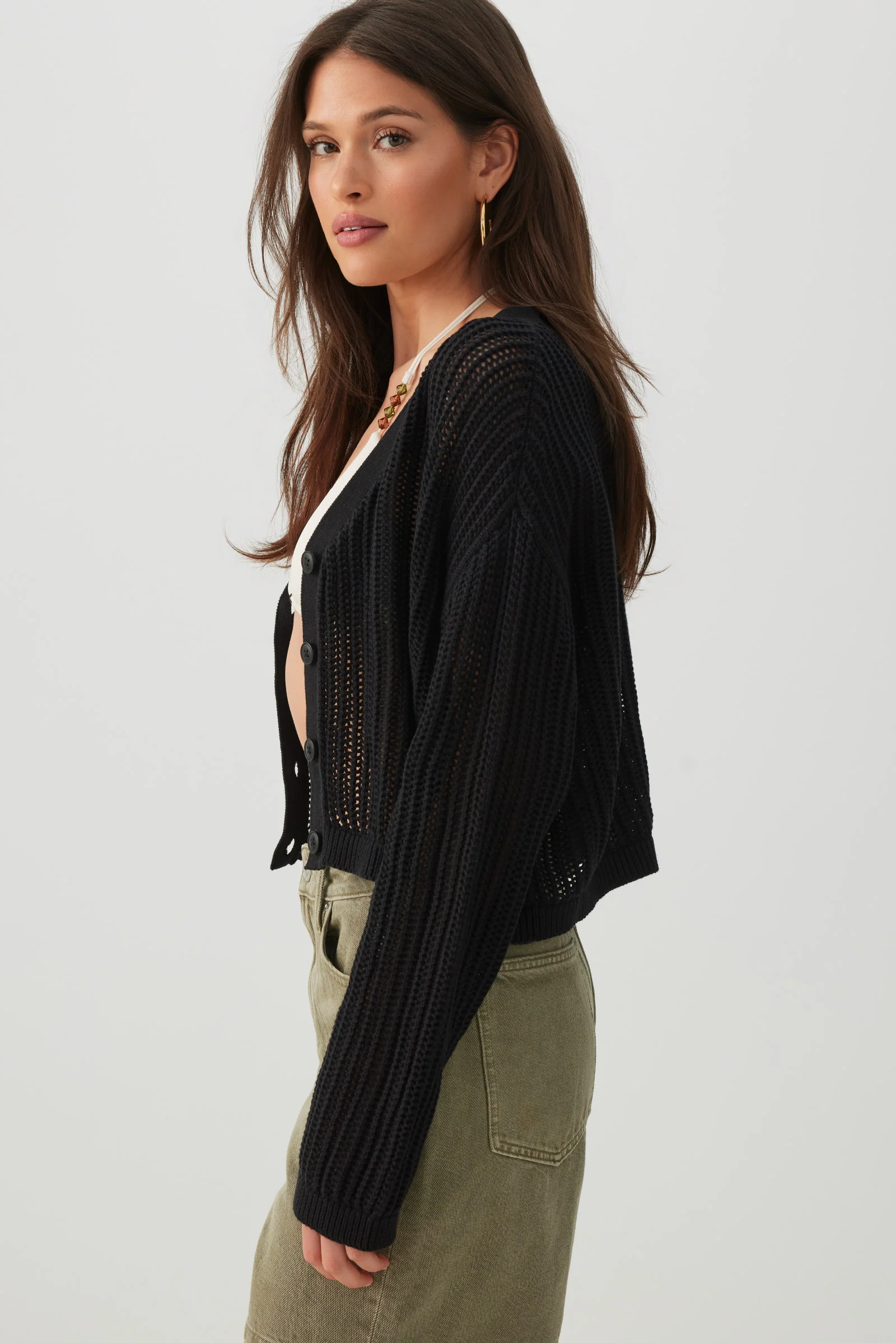 Knit Boxy Button Front Cardigan - Image 3