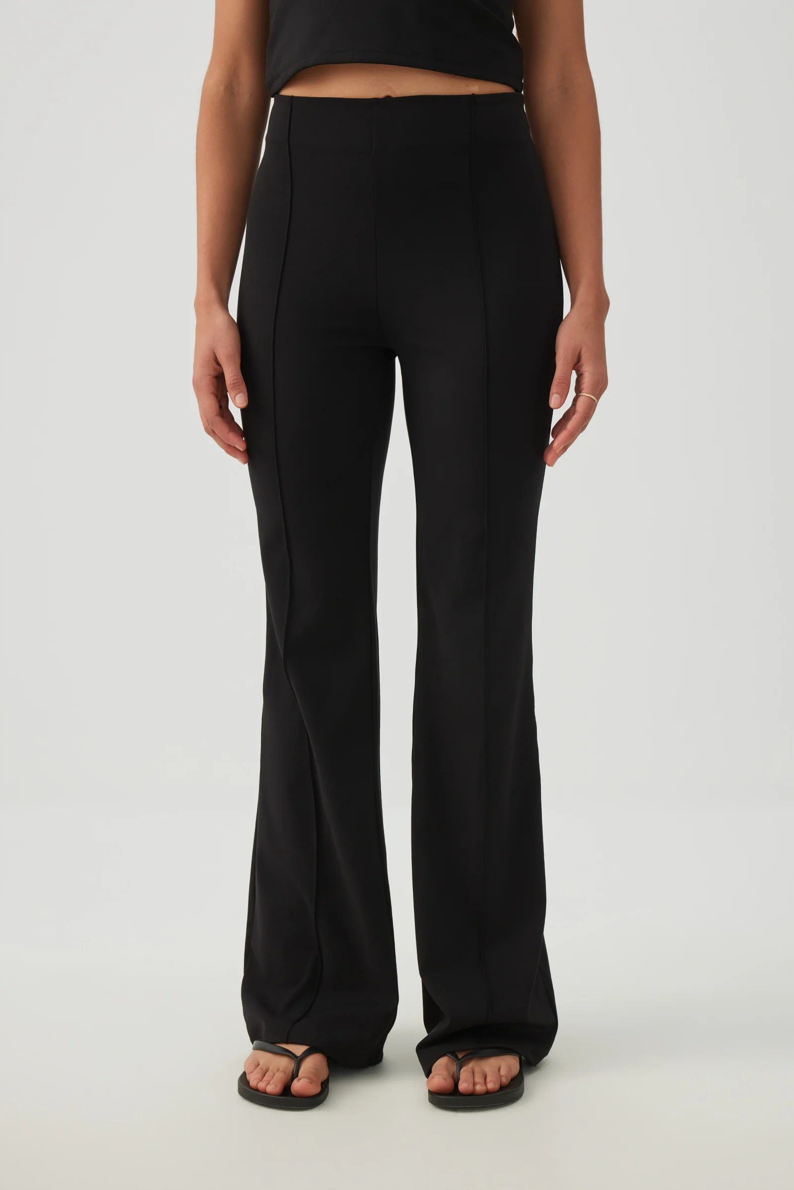 Knit Flare Leggings with Pintuck - Image 2