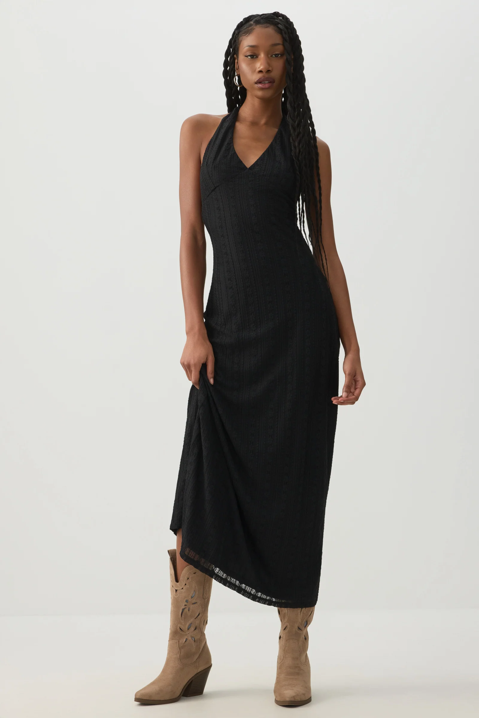 Lace Halter Maxi Dress
