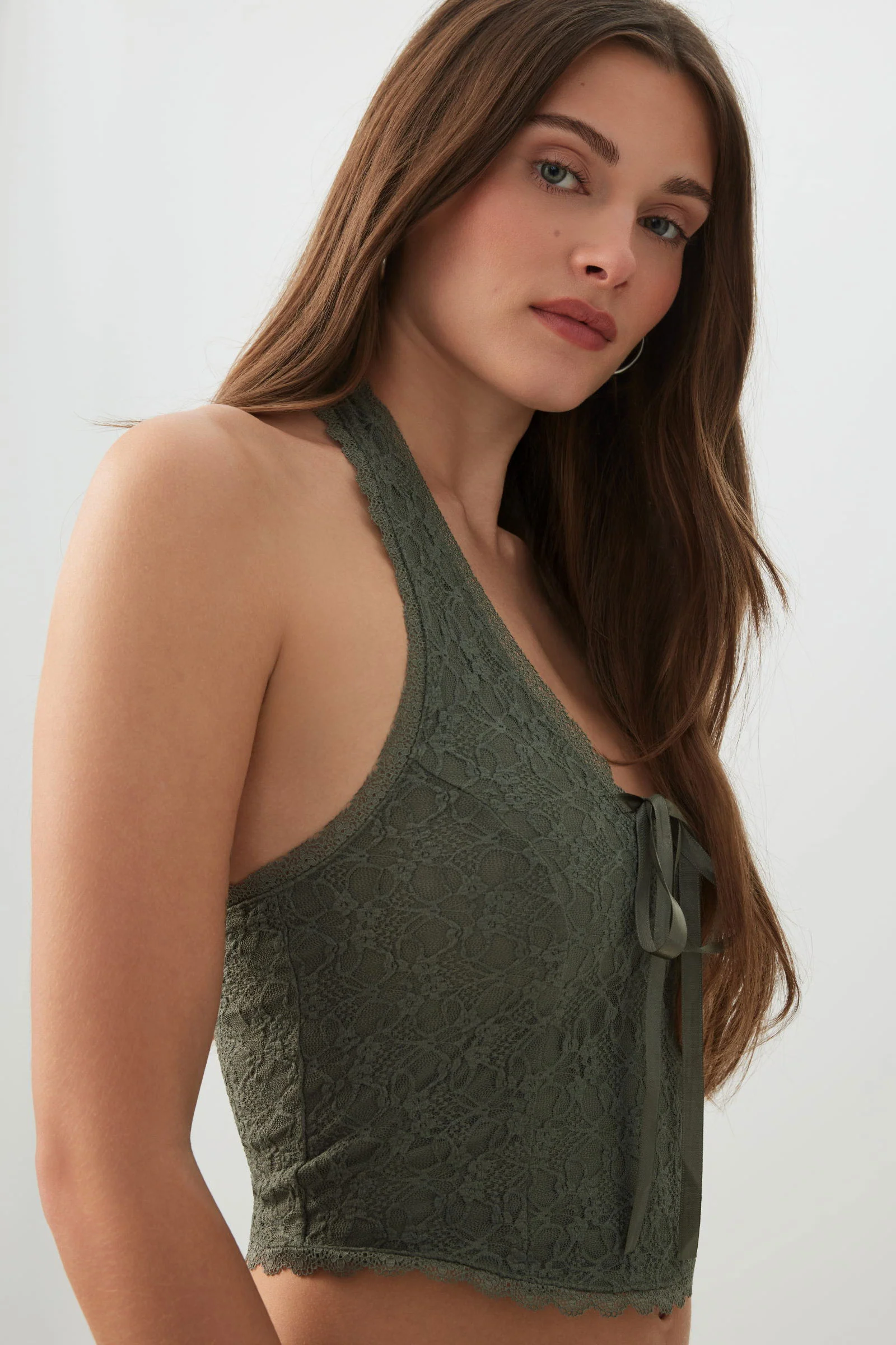 Lace Halter Top with Bow - Image 2