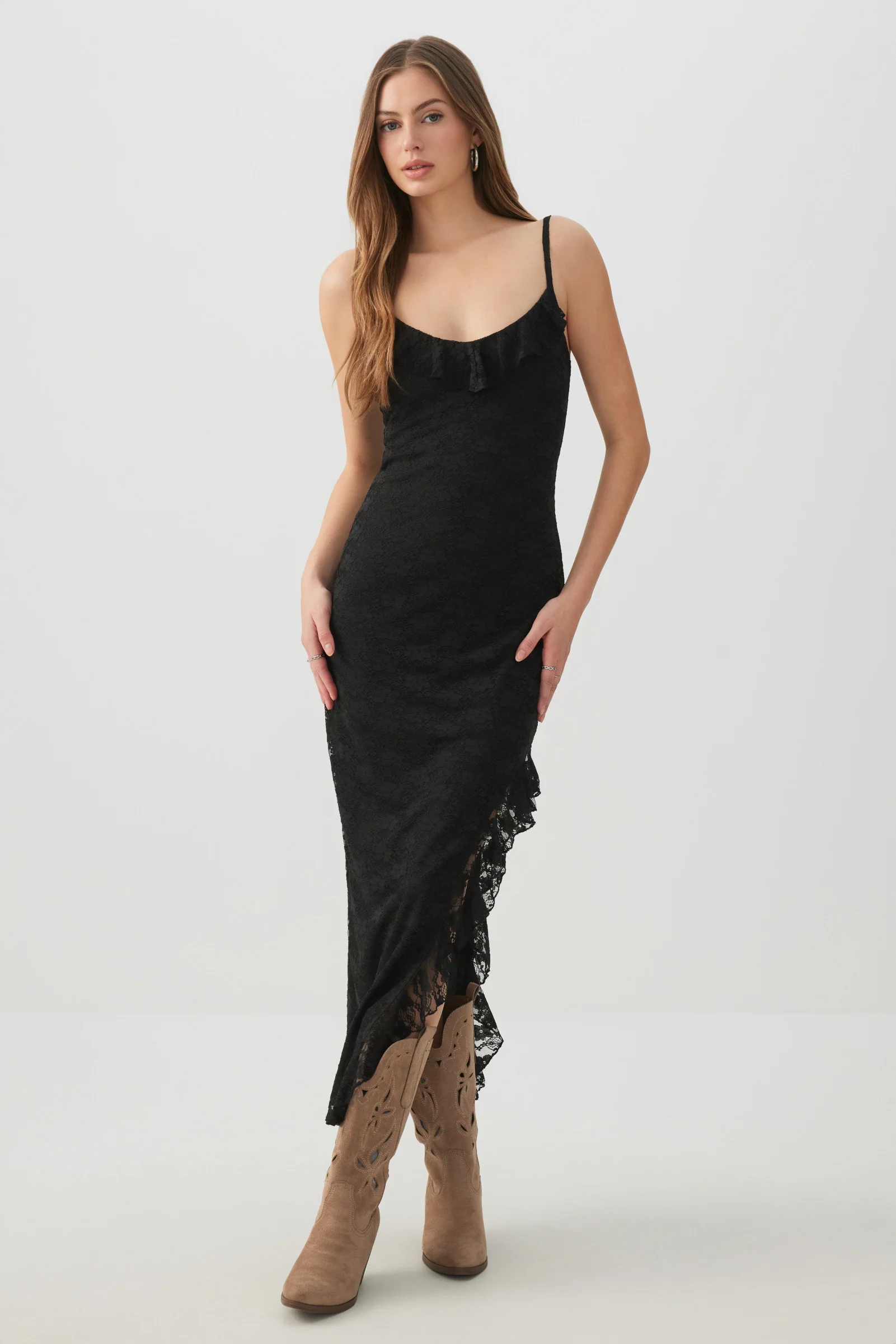 Lace Maxi Dress with High Slit