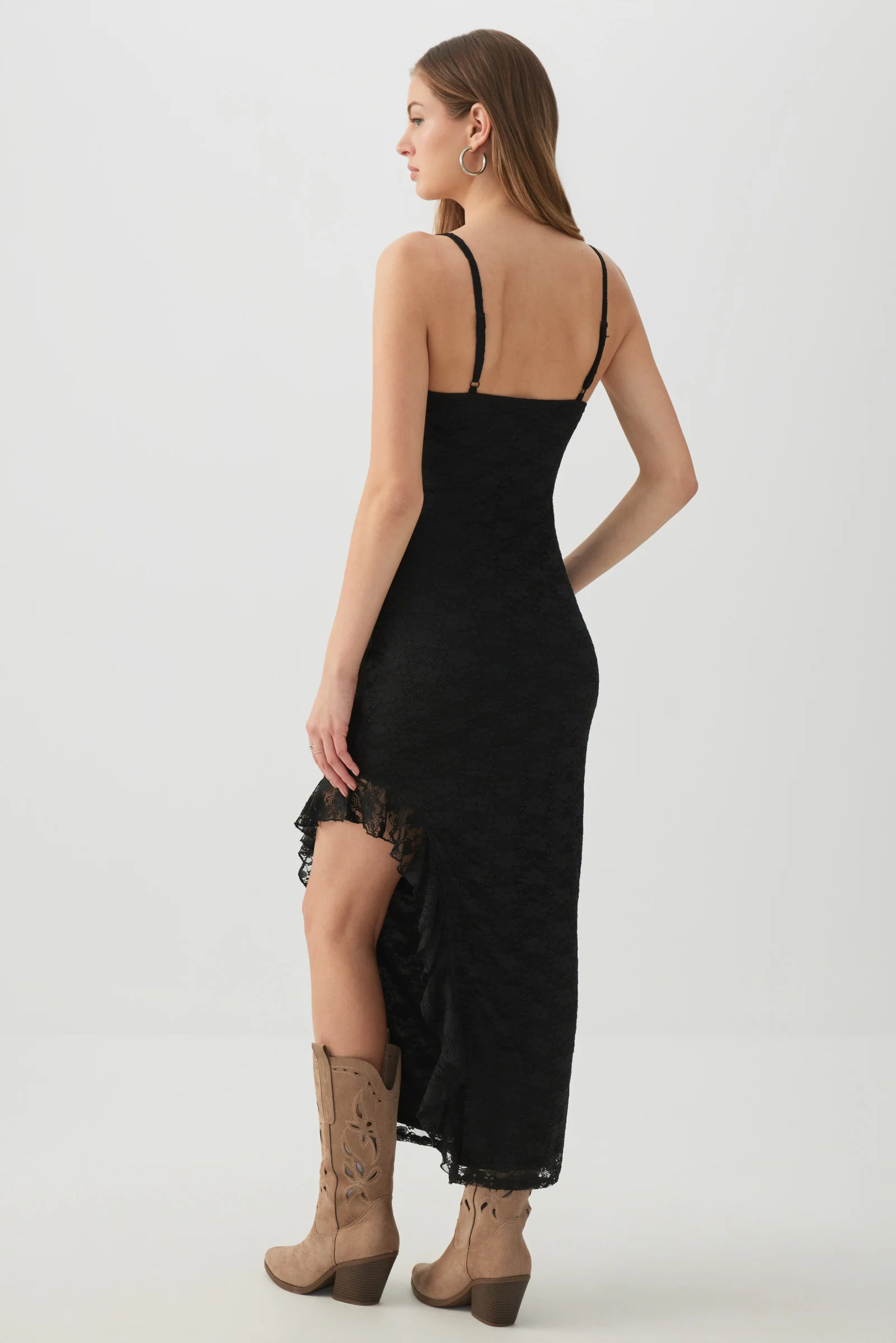 Lace Maxi Dress with High Slit - Image 4