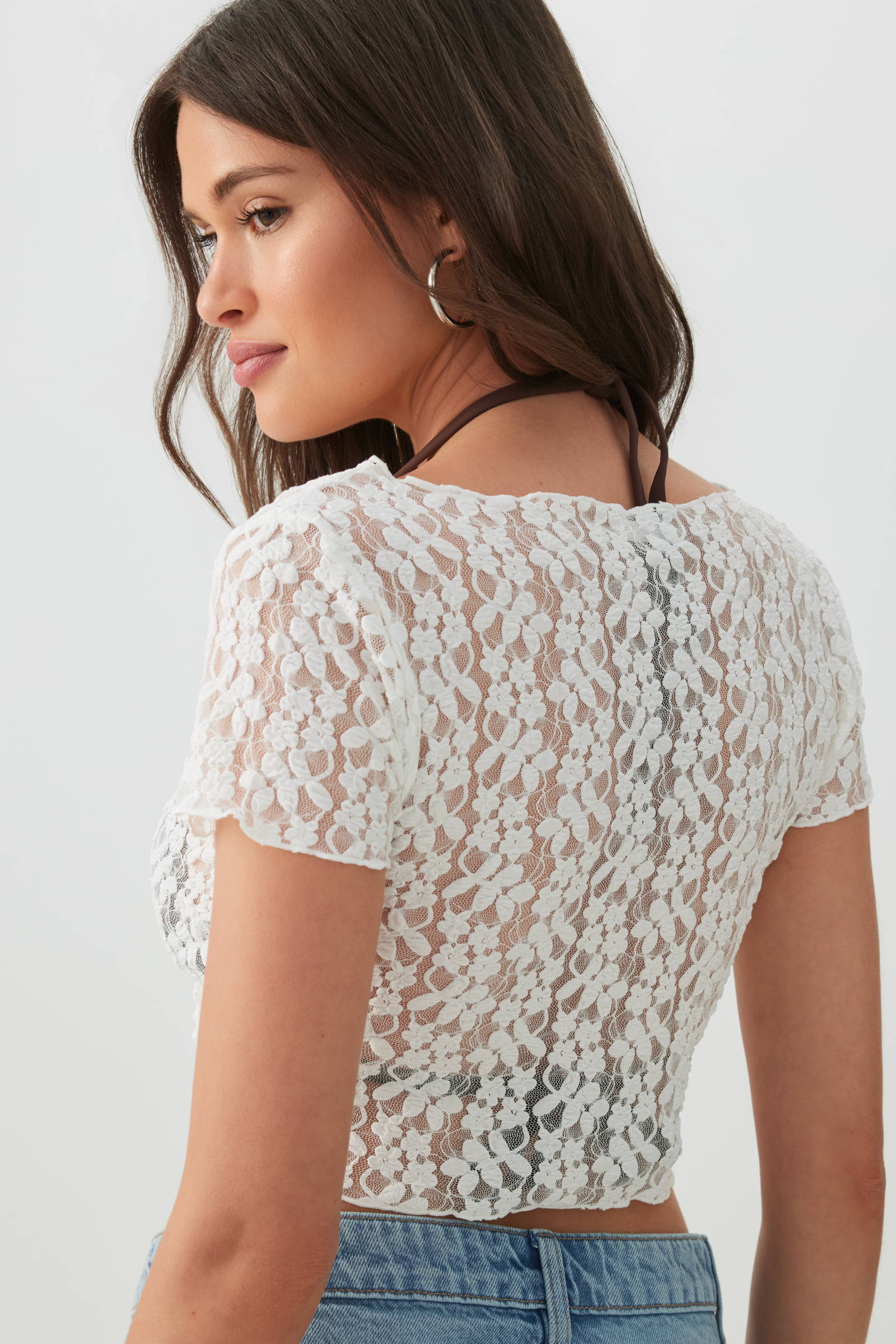Lace Tie Front Crop Cardigan - Image 5