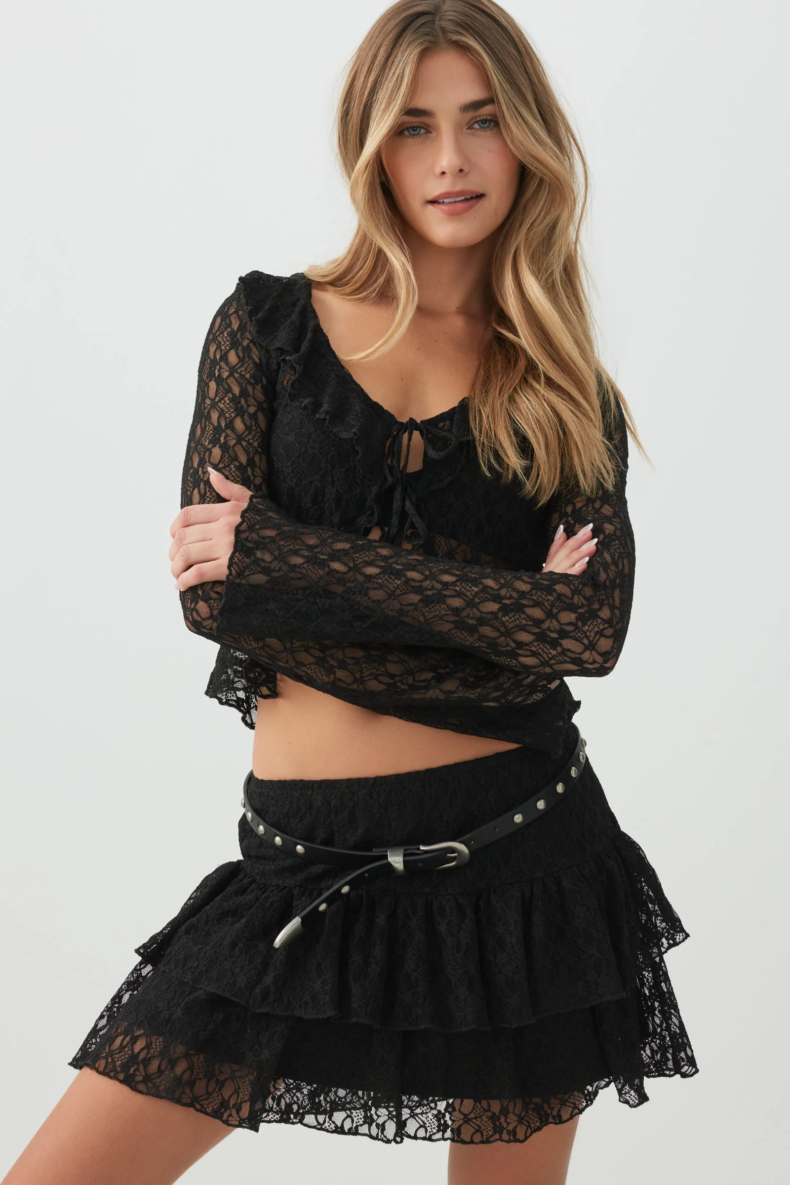 Lace Tiered Micro Skirt - Image 2