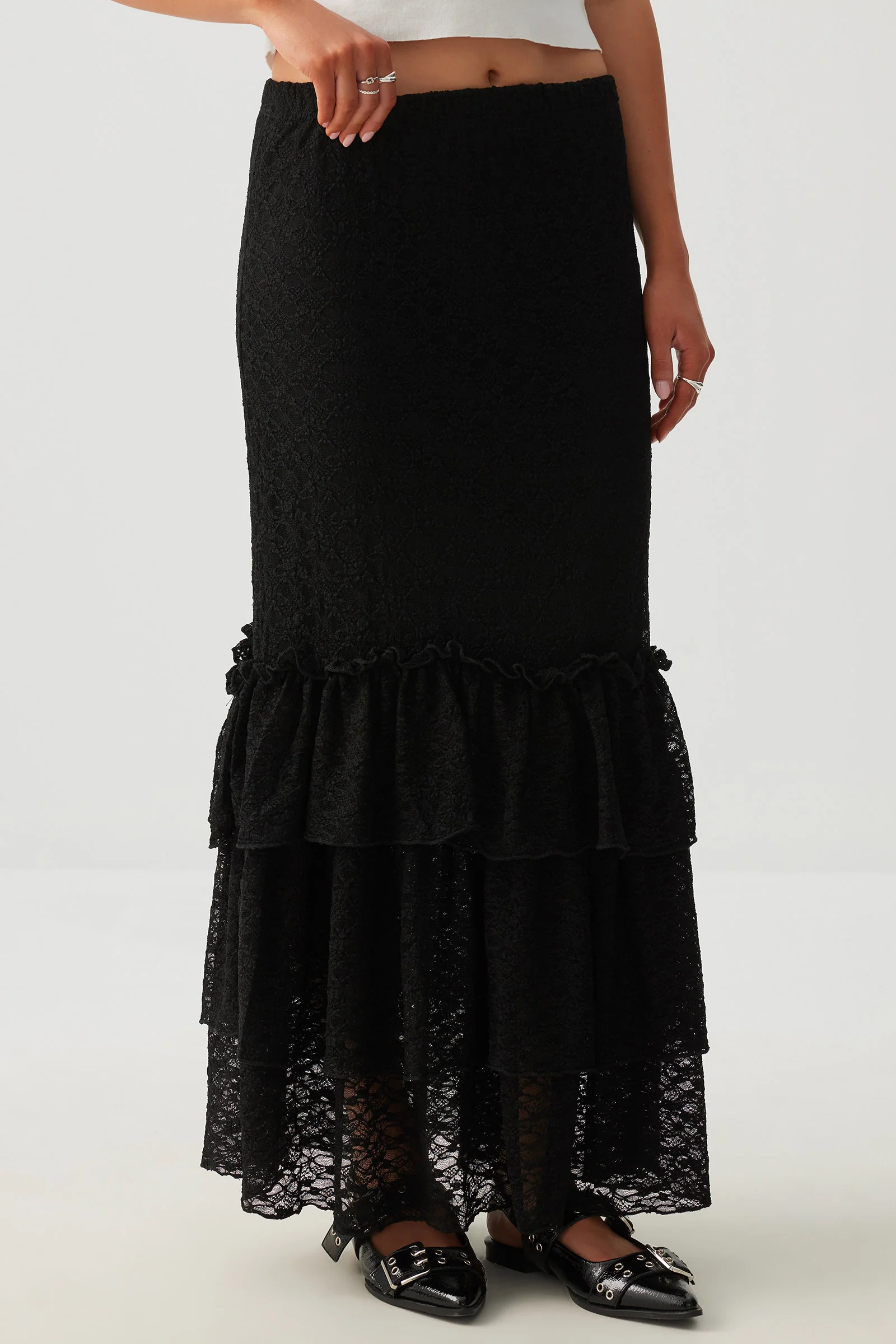 Lace Tiered Midi Skirt - Image 2