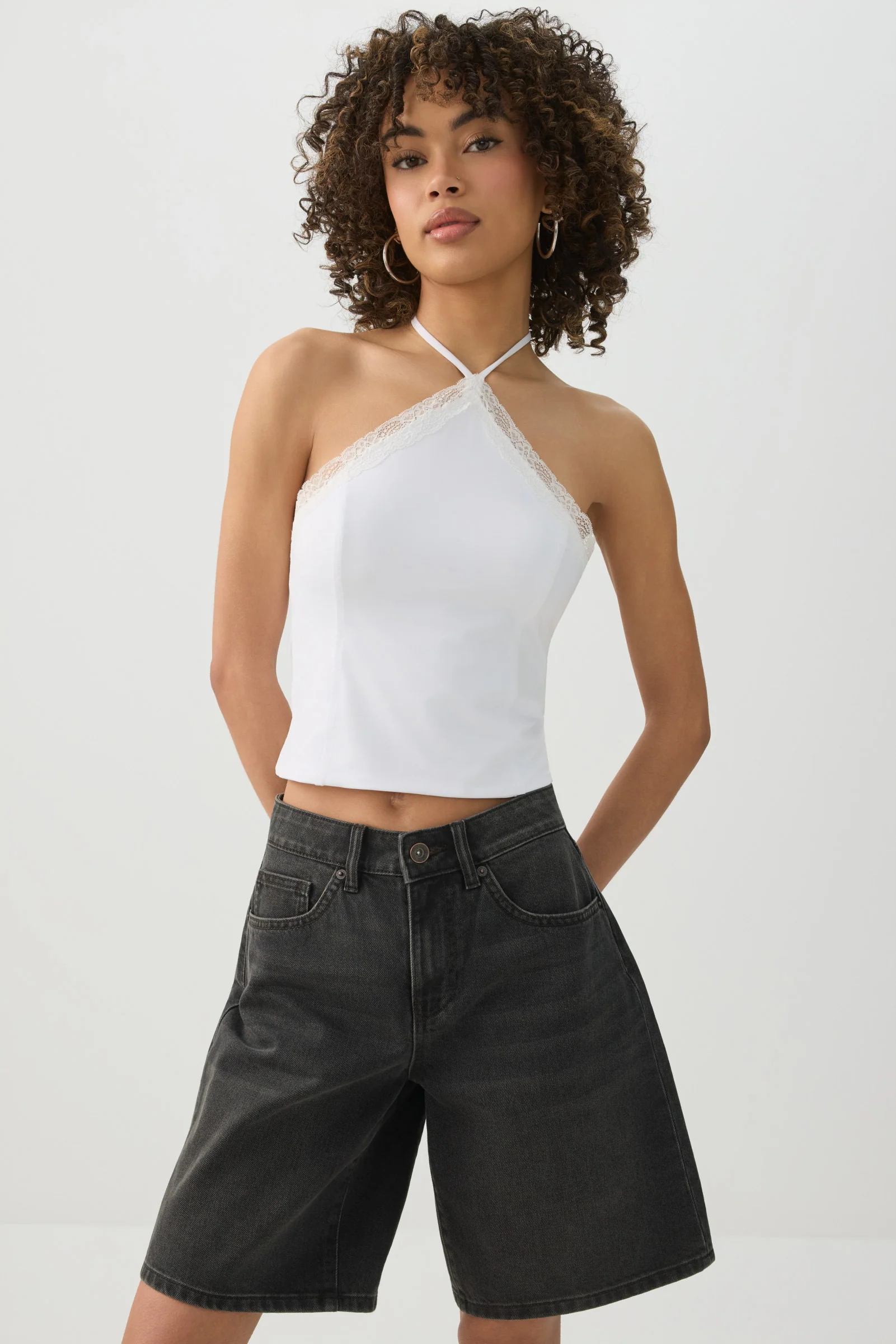 Lace Trim Halter Tank Top - Image 2