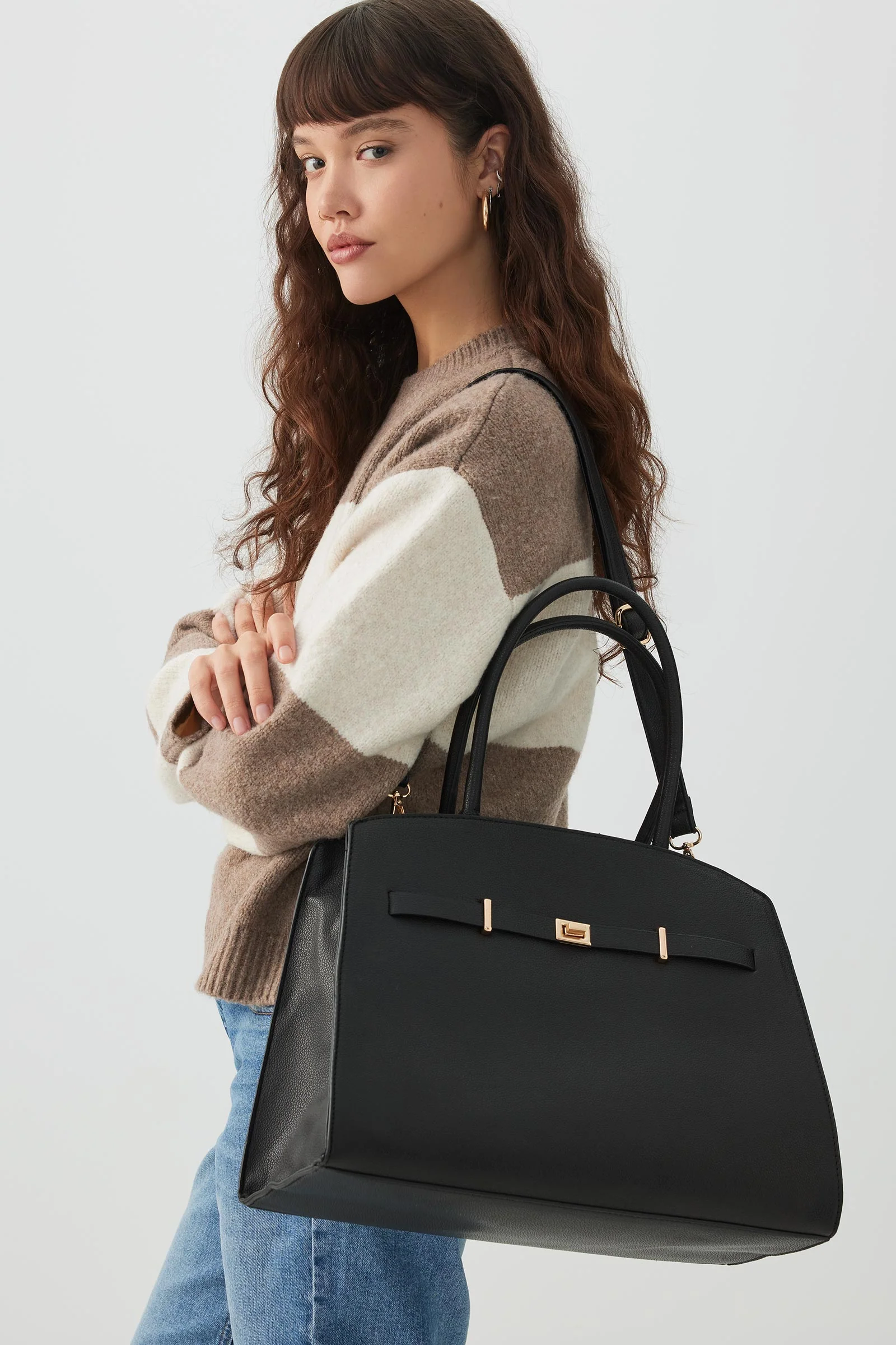 Large Faux Leather Tote Bag - Image 5