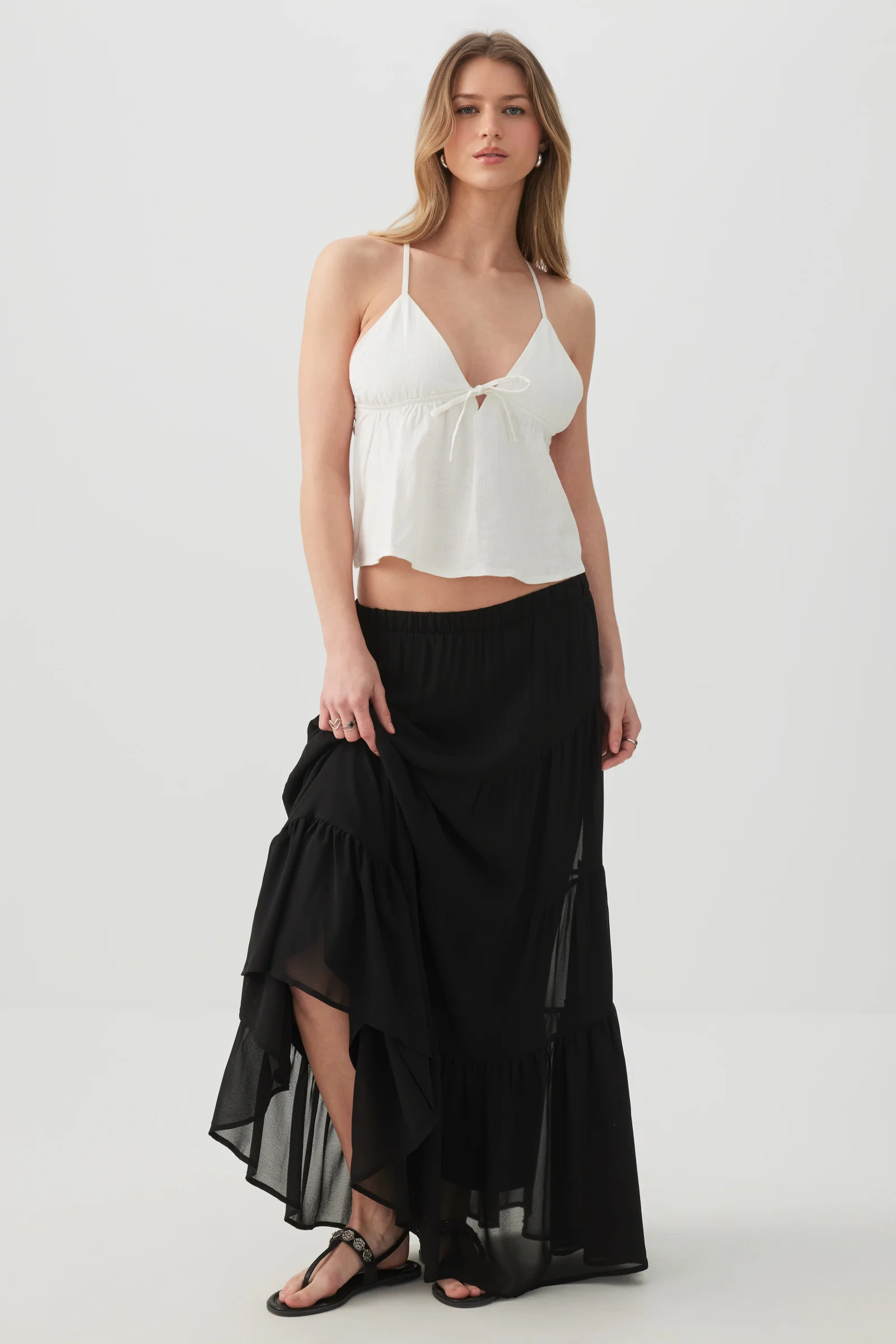 Linen Blend Babydoll Tank Top - Image 2