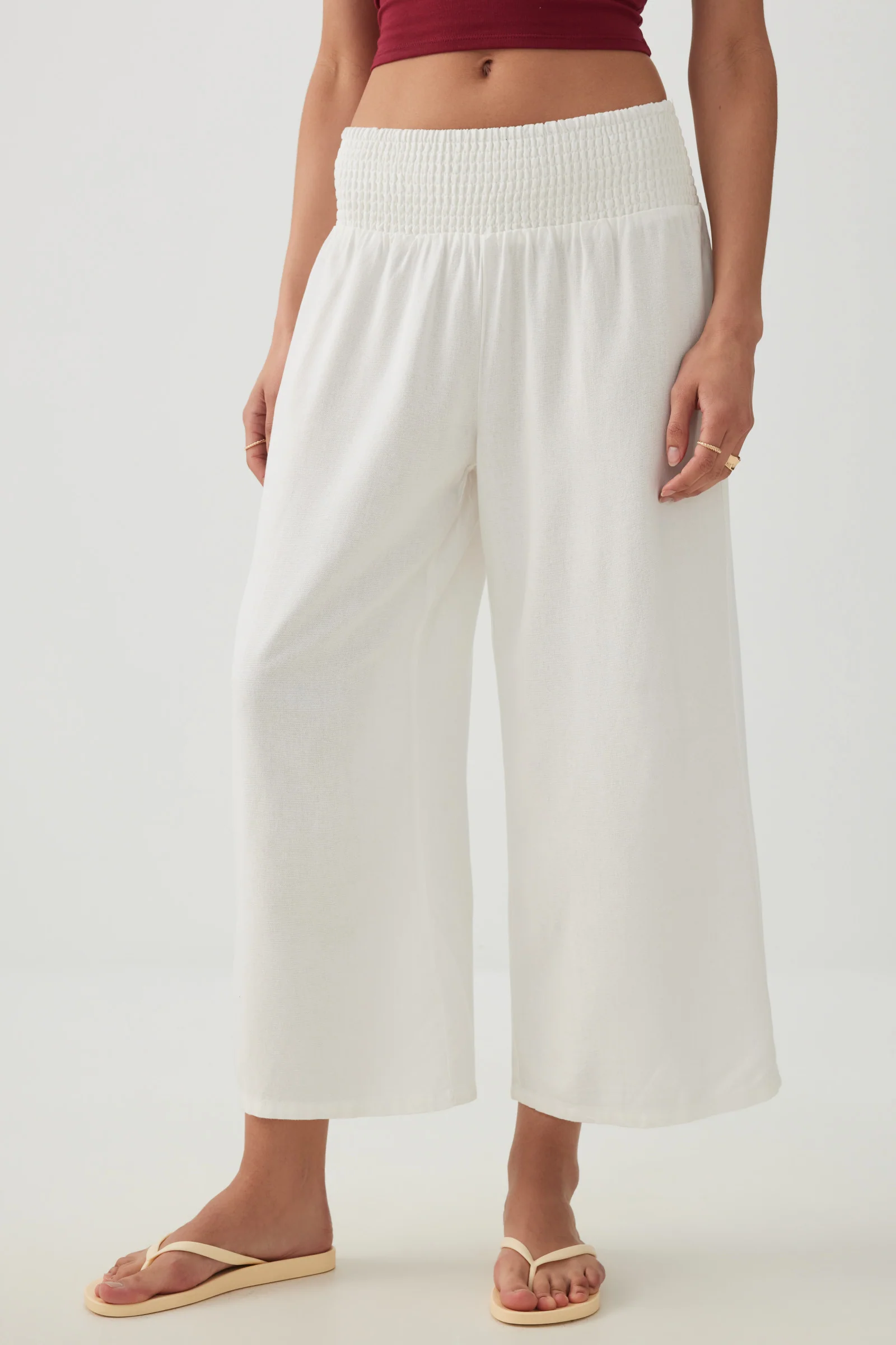 Linen Blend High Waist Culottes - Image 2