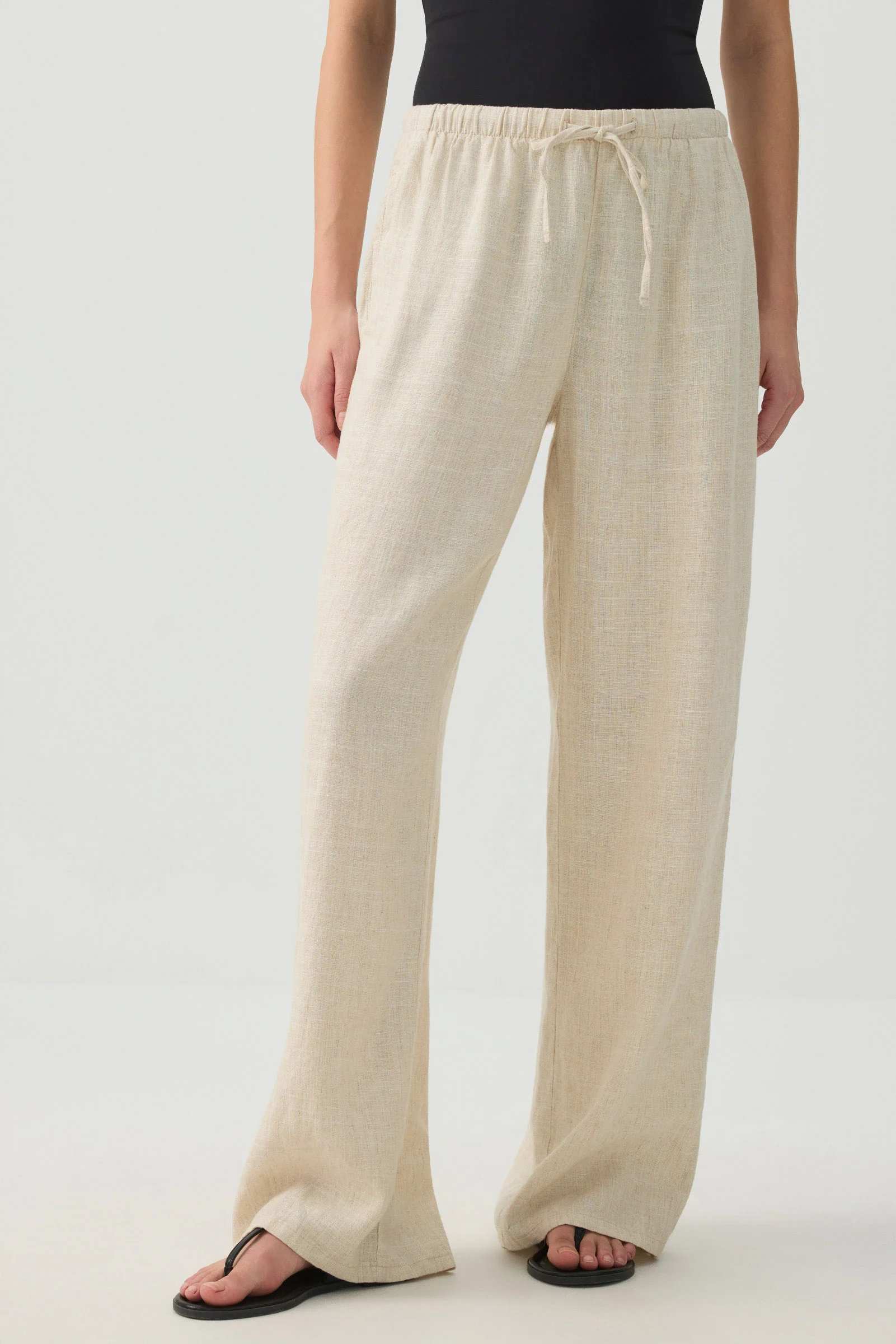 Linen Blend Mid Rise Pants - Image 2