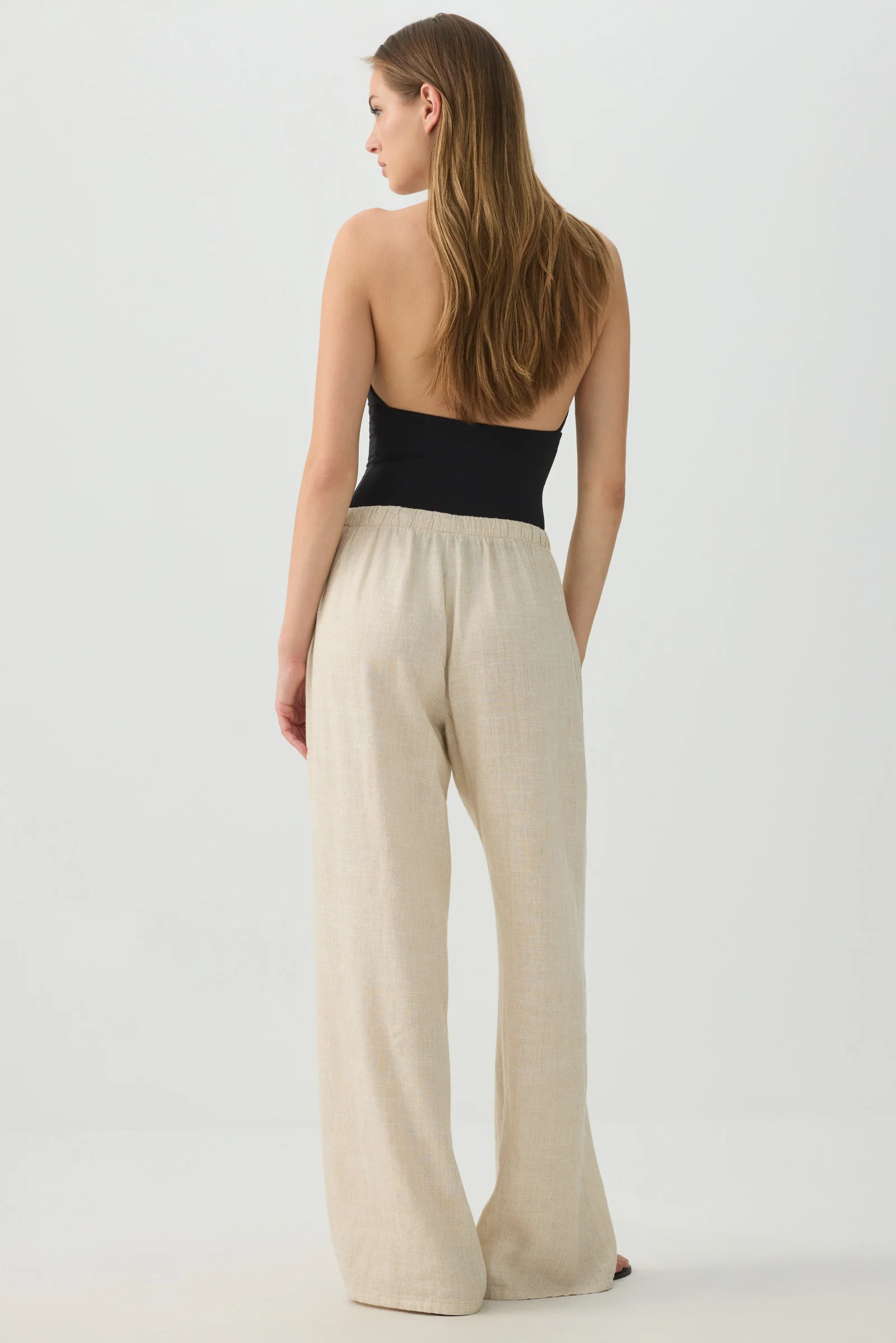 Linen Blend Mid Rise Pants - Image 4