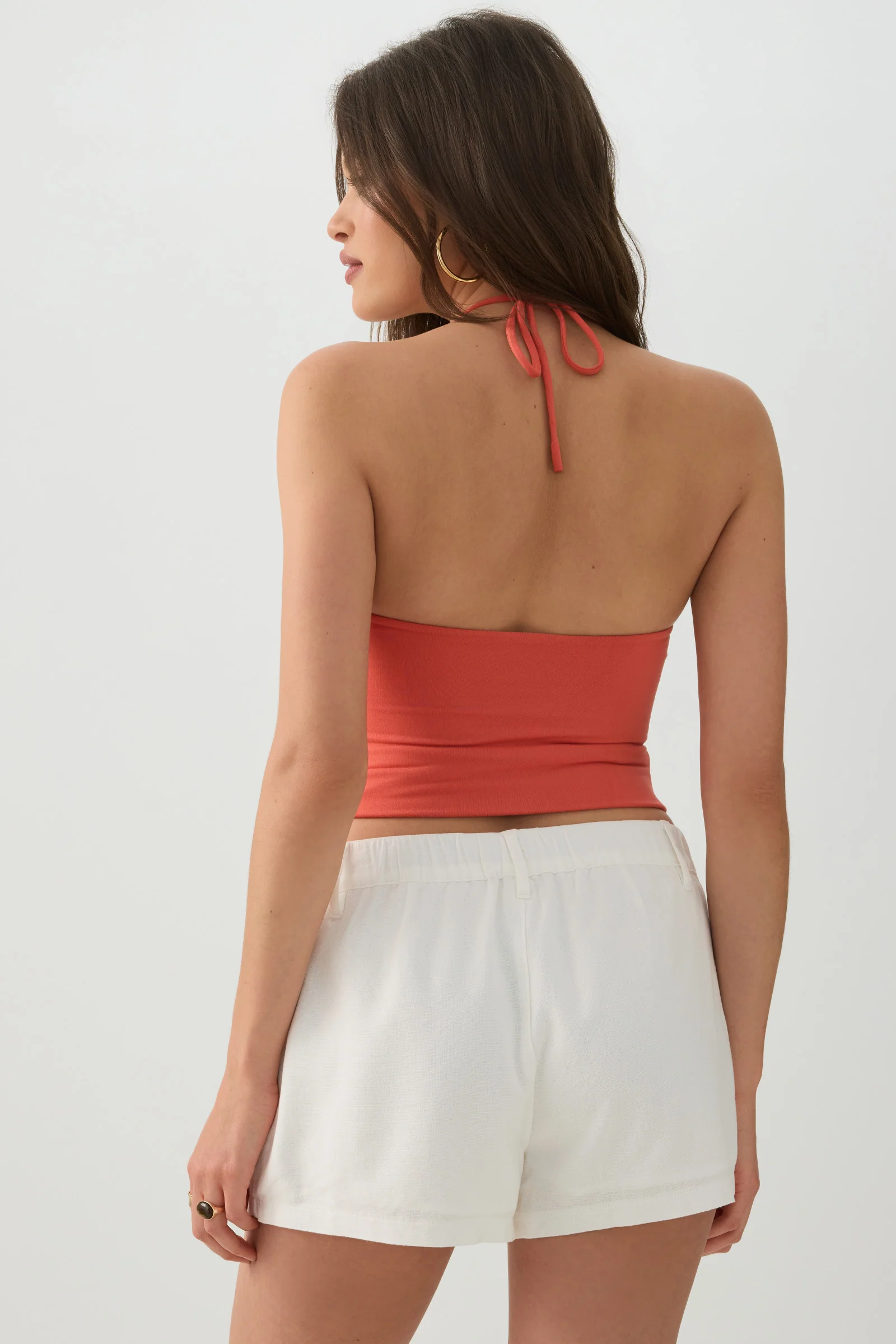 Linen Blend Mid Rise Shorts - Image 4