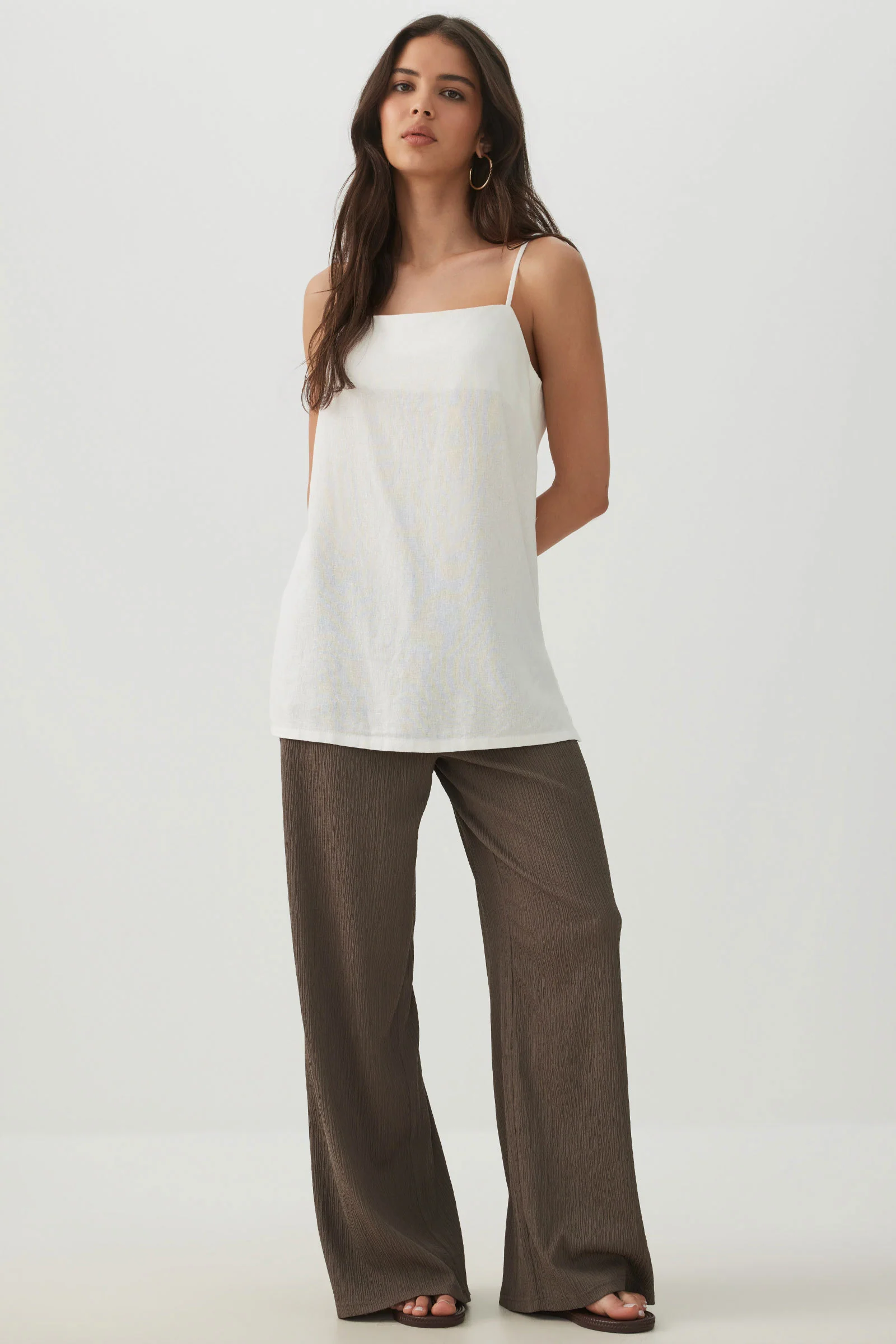 Linen Blend Tunic Tank Top