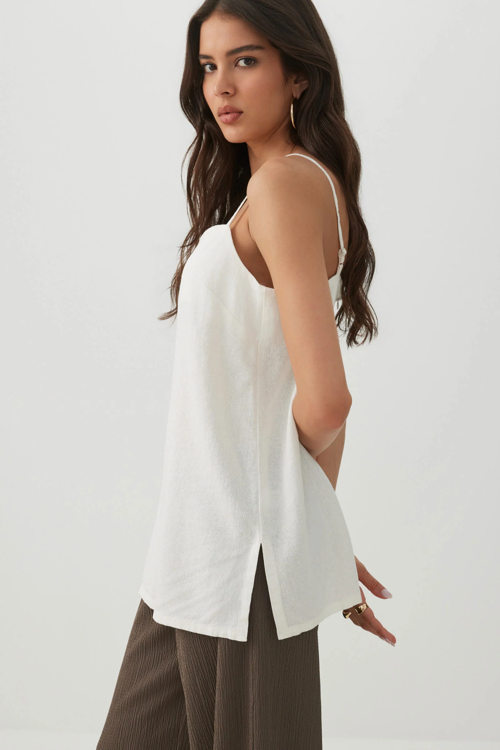 Linen Blend Tunic Tank Top - Image 2